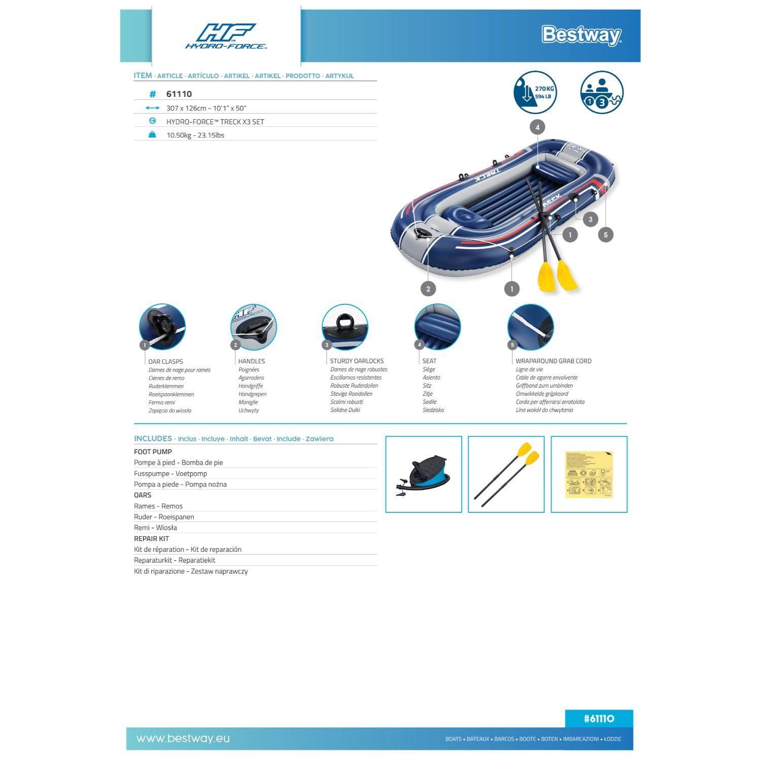 Bote Inflable Con Remos E Infl Treck X3 3.07MX1.26M Bestway-4
