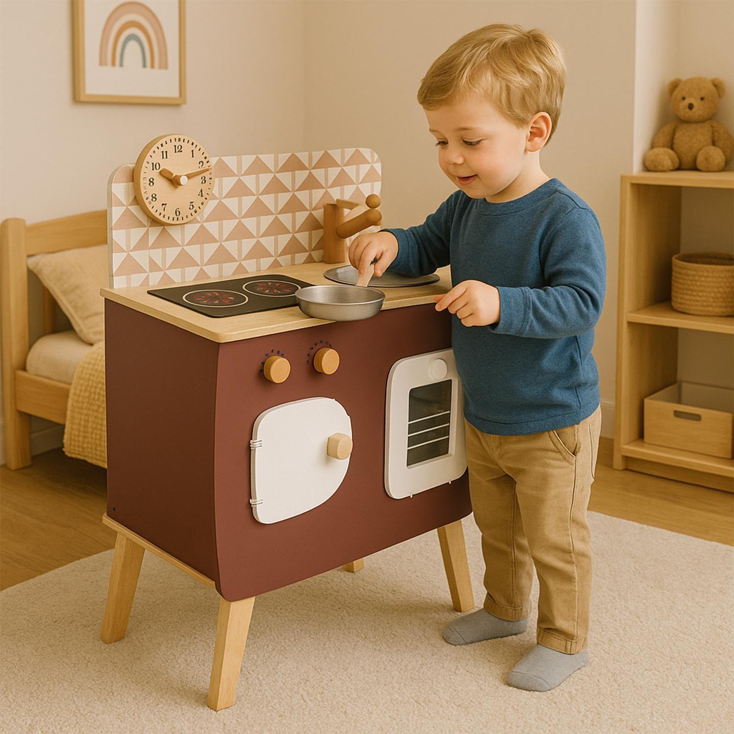 Cocina De Madera Burdeo + Accesorios 59x32x66 cm Gamepower-3