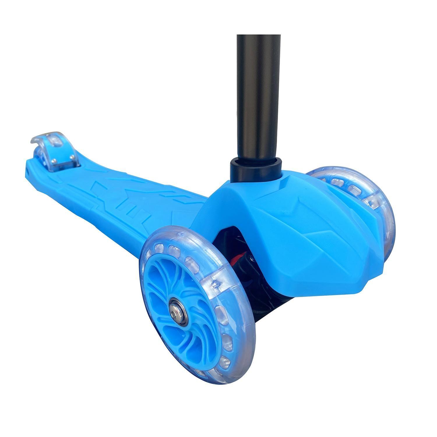 Scooter Monopatin 3 Ruedas Luces Barra Ajustable 70cm Azul Bex-2