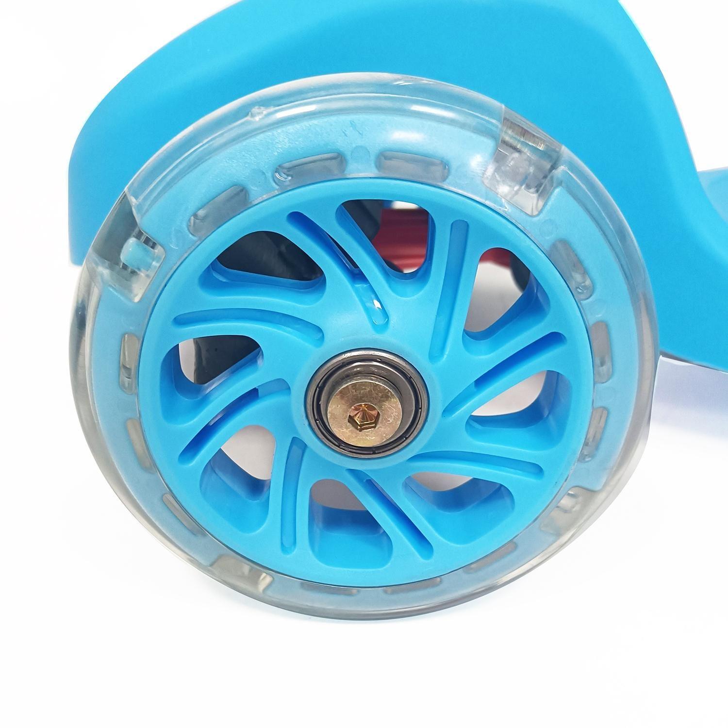 Scooter Monopatin 3 Ruedas Luces Barra Ajustable 70cm Azul Bex-4