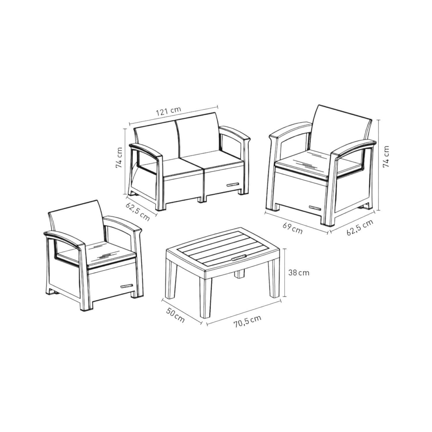 Juego Set Terraza Ibiza 3 Piezas Con Cojín Northwest-5