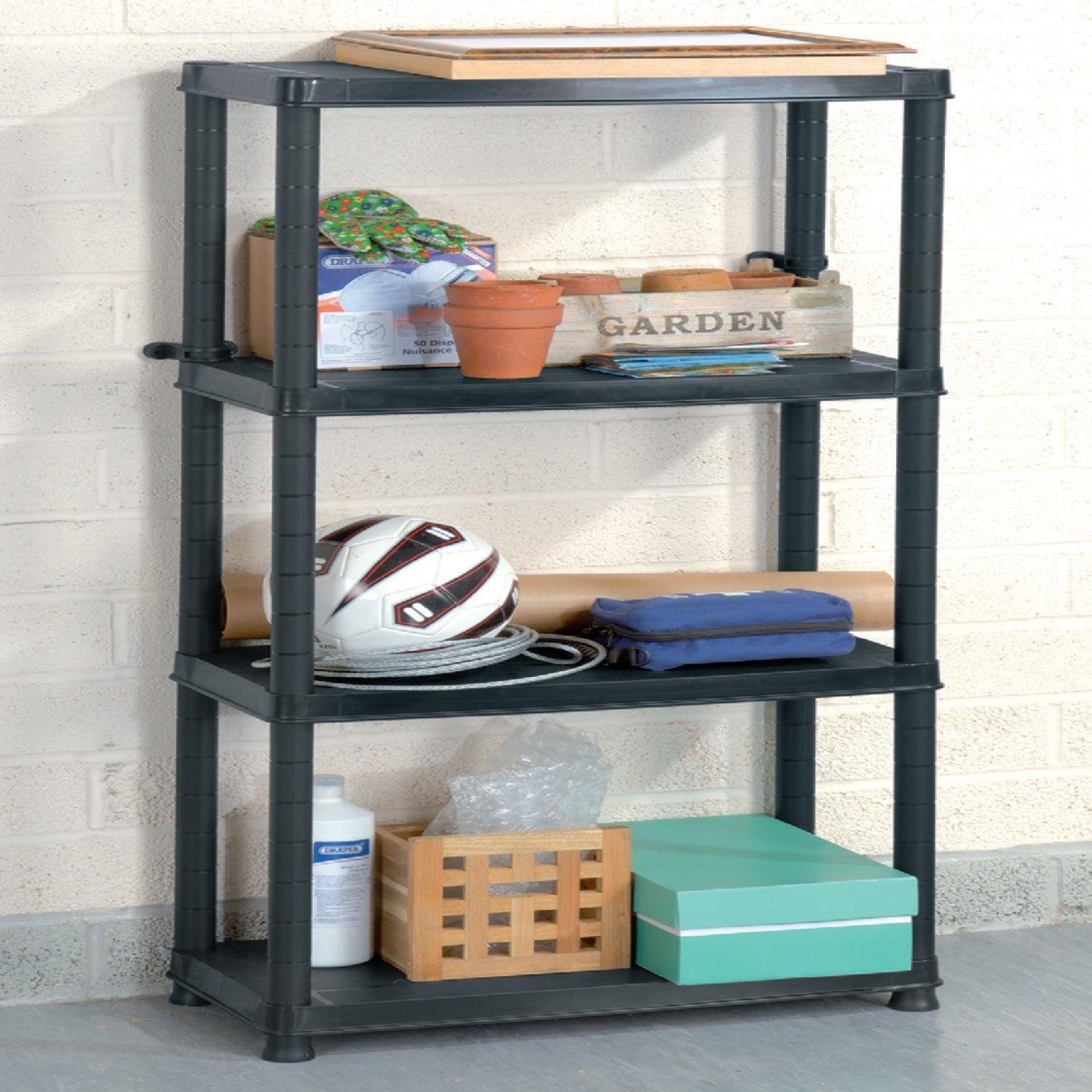 Estante Repisa Rack Plastico 4 Niveles 61X31X130Cm Negro Ram-2