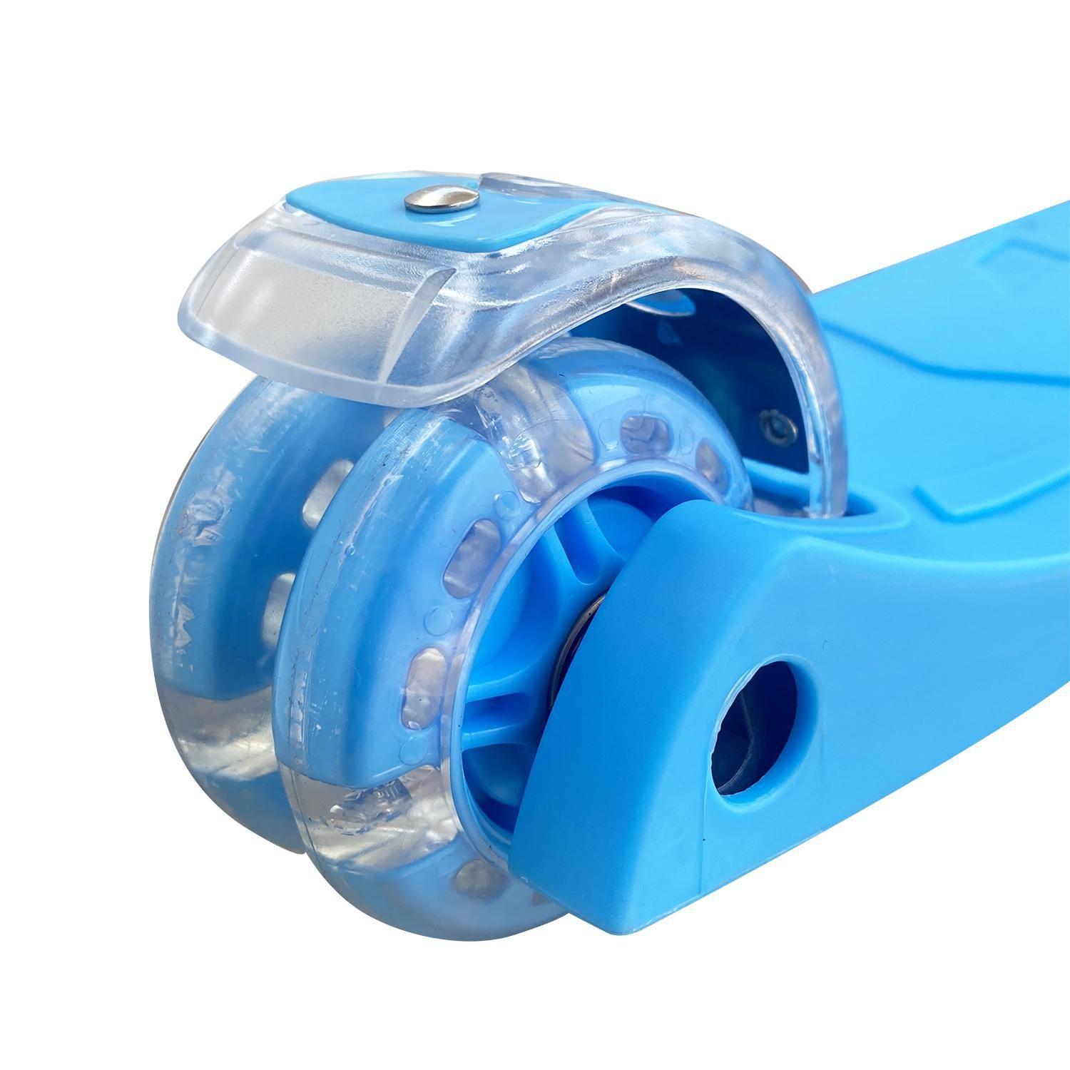 Scooter Monopatin 3 Ruedas Luces Barra Ajustable 86cm Azul Bex-3