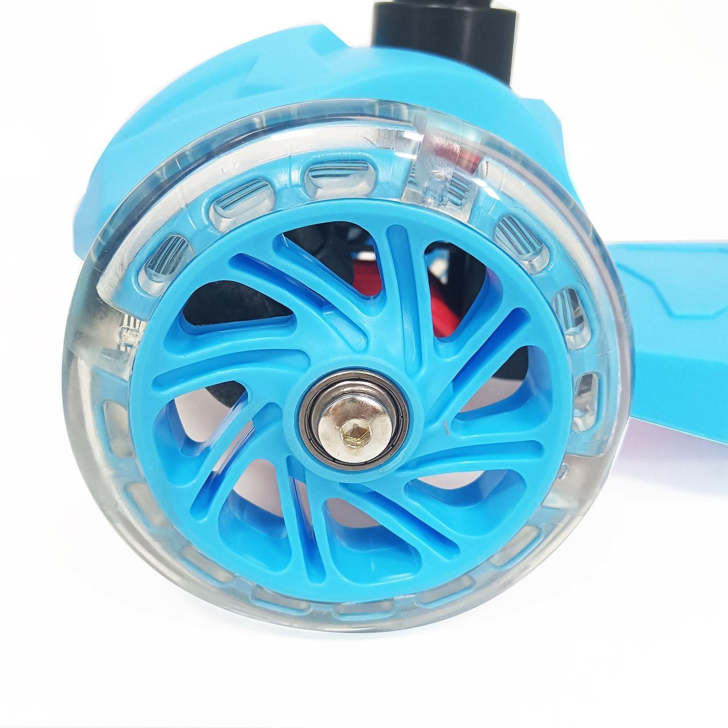 Scooter Monopatin 3 Ruedas Luces Barra Ajustable 86cm Azul Bex-4