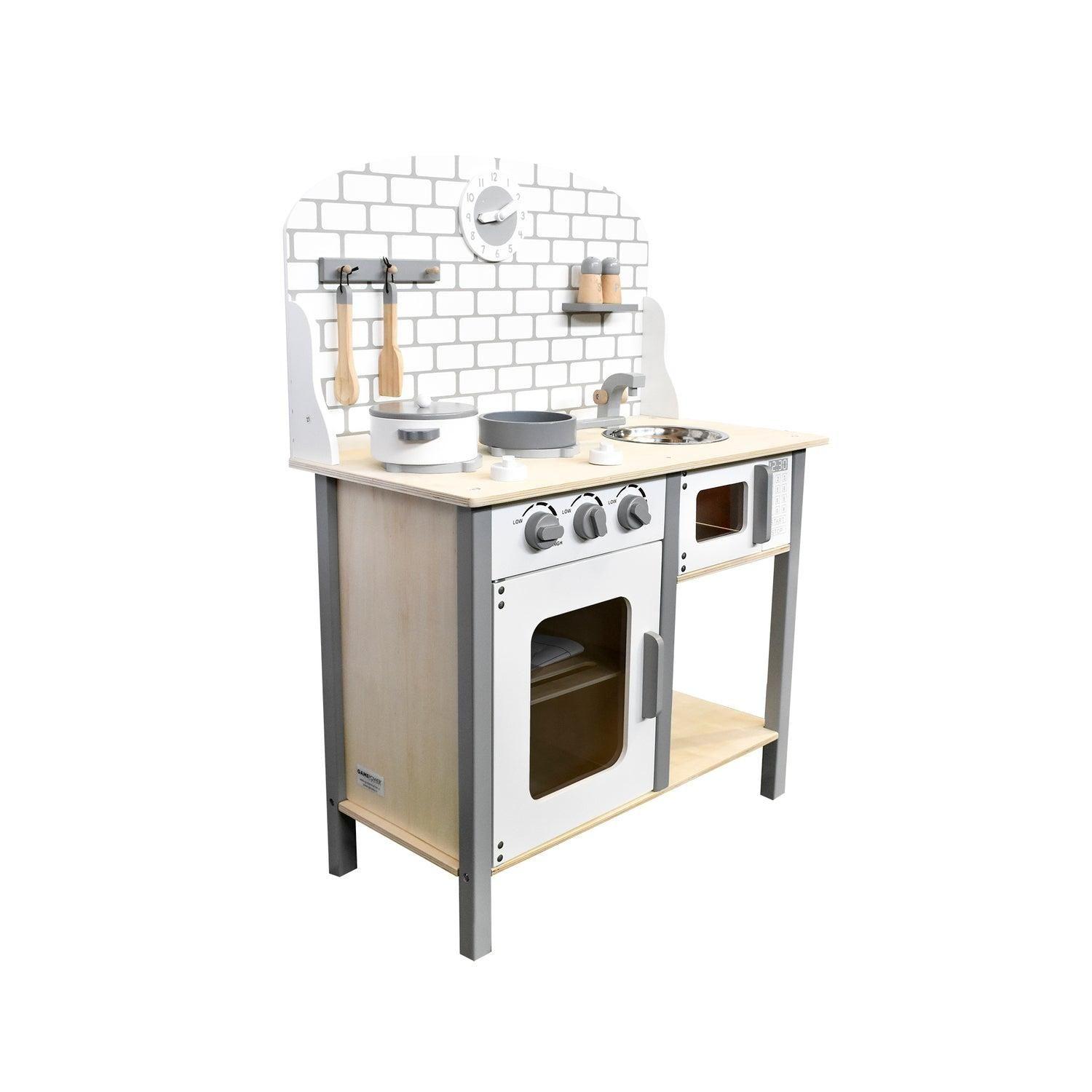 Cocina De Madera Gris + Accesorios 60X30X82 Cms Gamepower-1