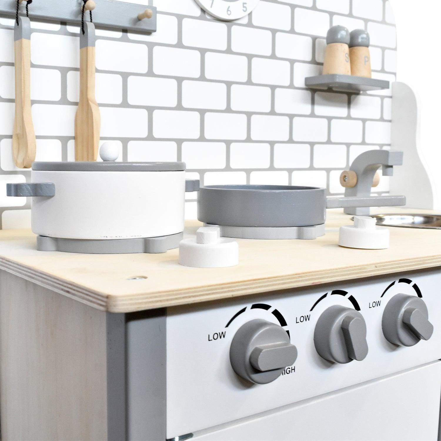 Cocina De Madera Gris + Accesorios 60X30X82 Cms Gamepower-5