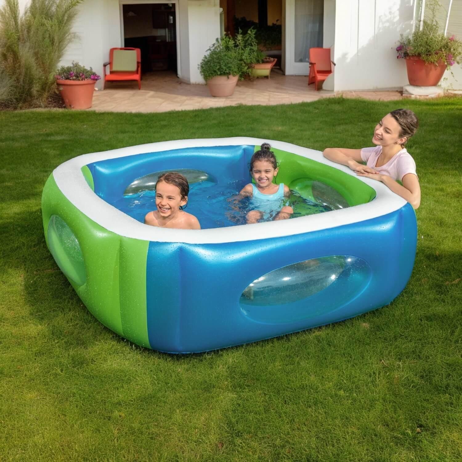Piscina Inflable Bestway Con Ventana para niños 168x168x56Cm-2