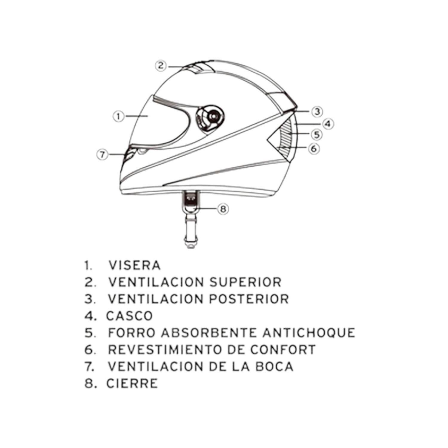 Casco Full Face Bx105 Talla L Color Flat Black Ceritificacion ECE Bex-4