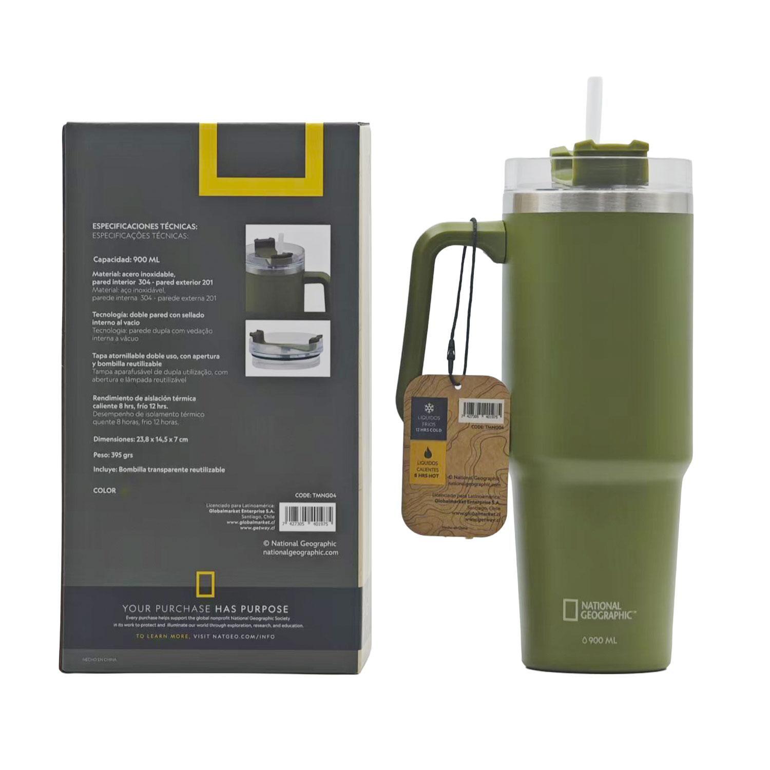 Botella Vaso Termico Mango 900ML Verde National Geographic-5