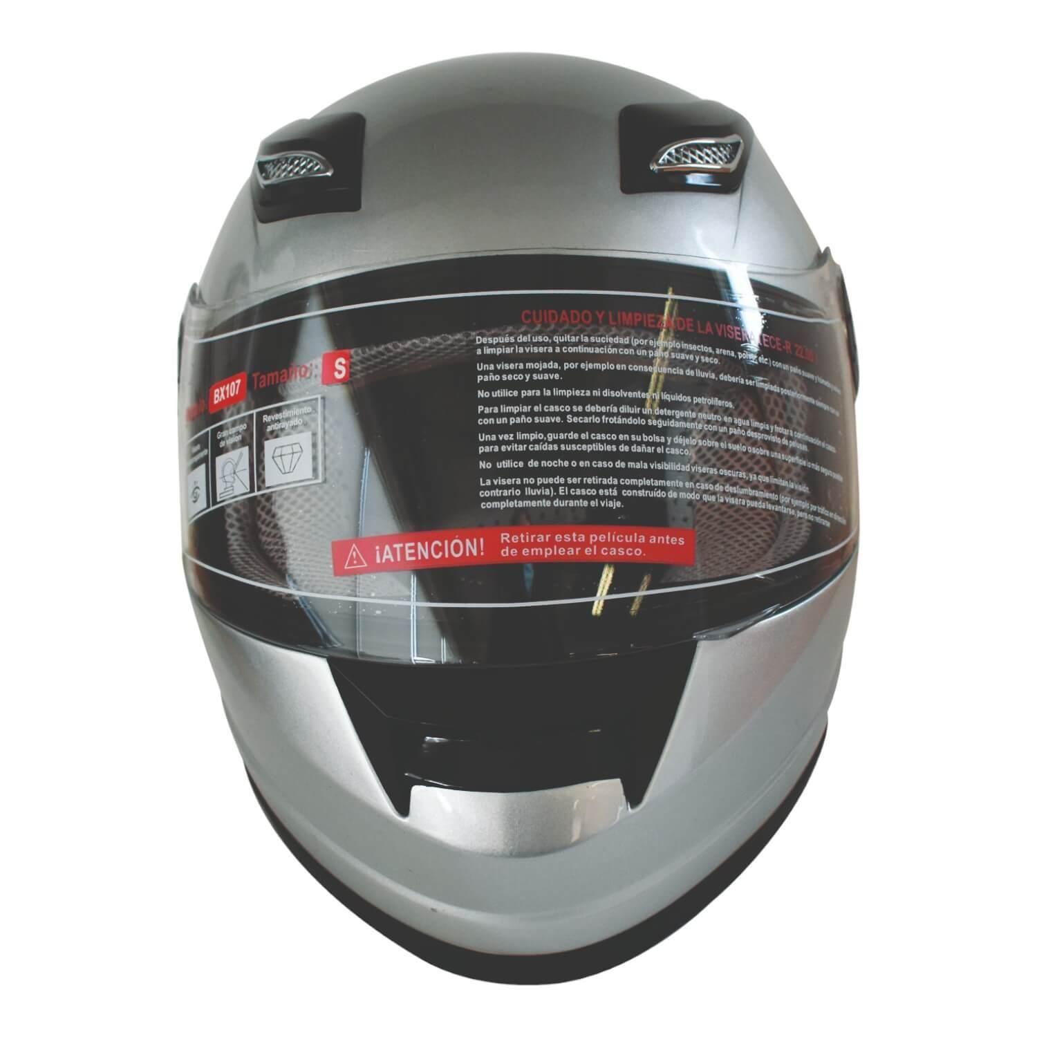 Casco Full Face Bx107 Talla L Color Silver Certificado ECE Bex-2