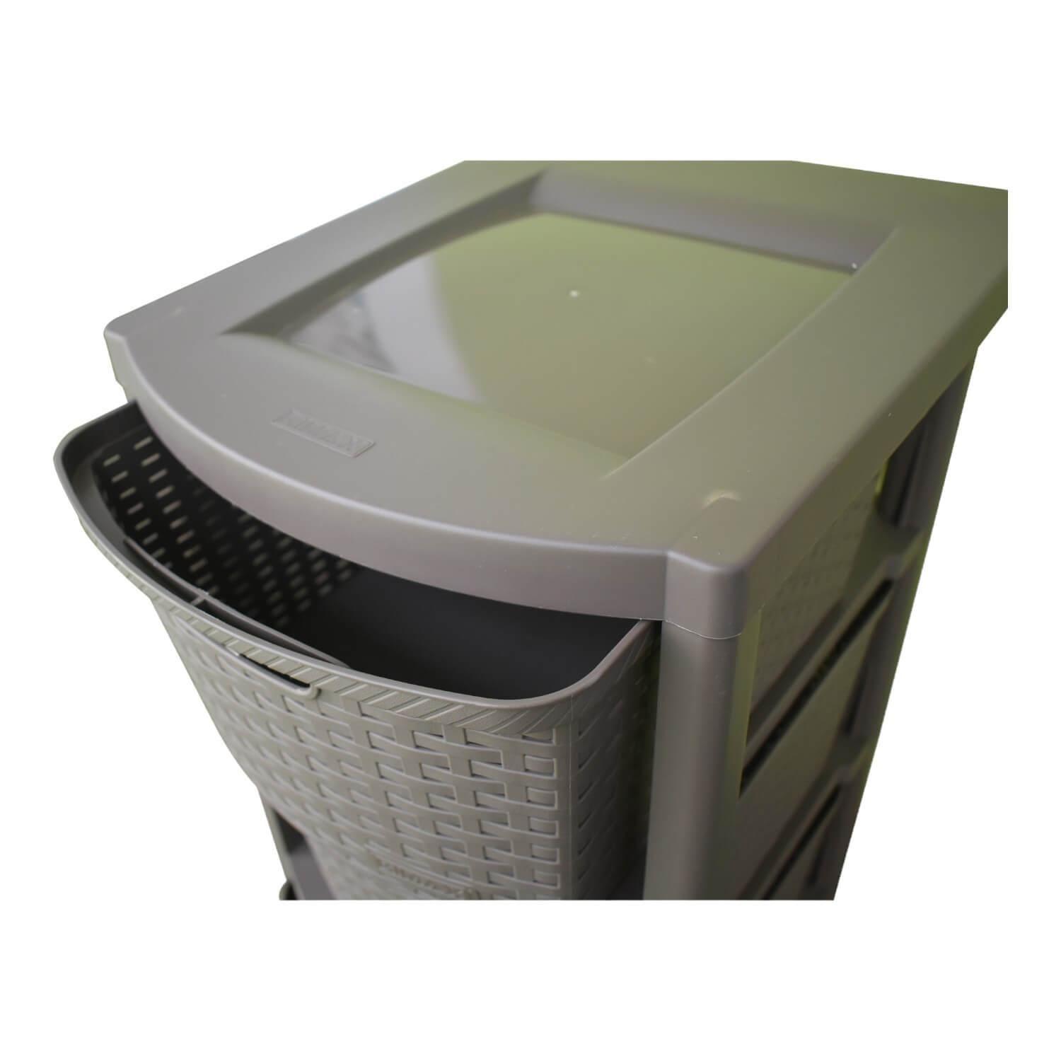 Cajonera Plastica Tejida 3 cajones Cafe 39x33x66 cm Rimax-2