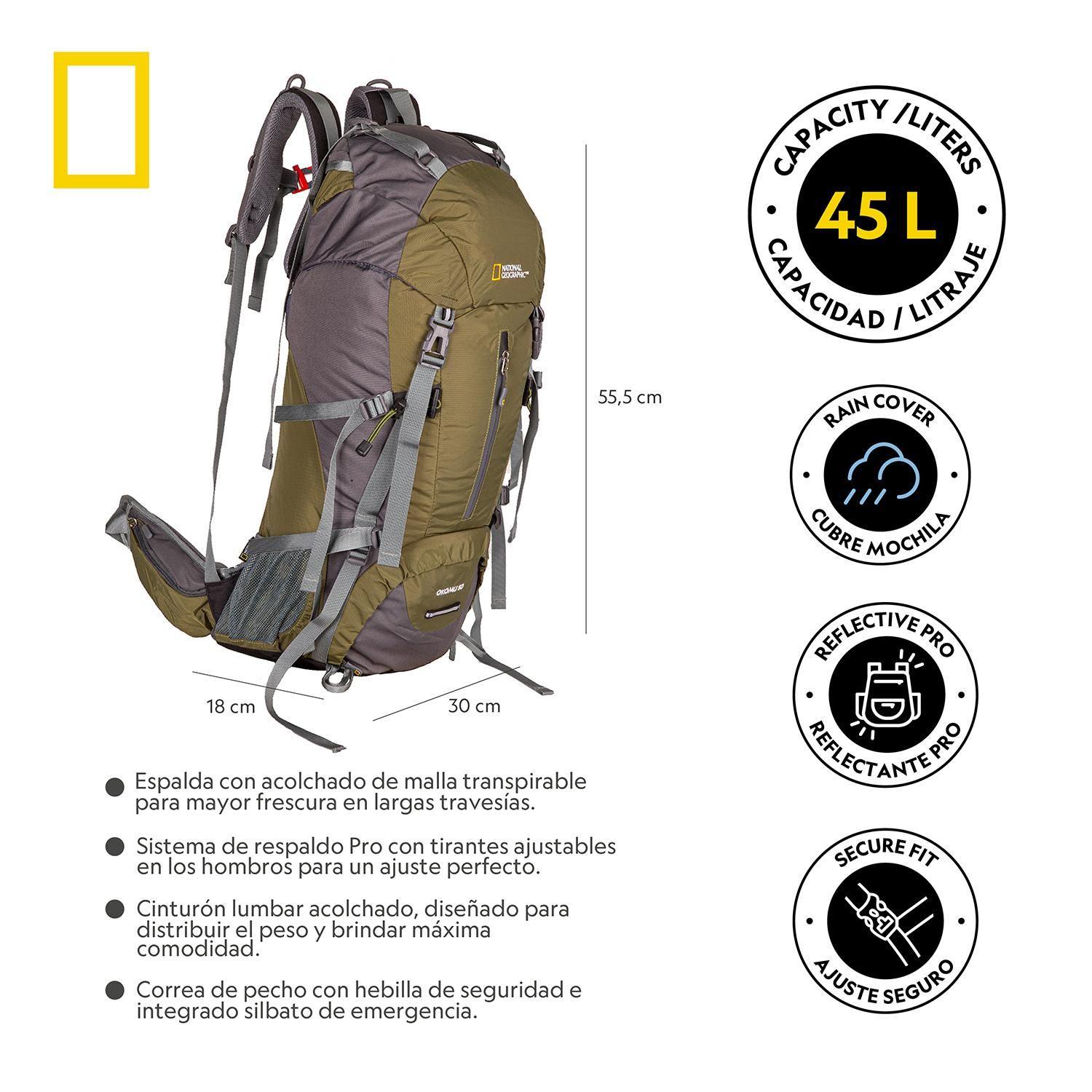 Mochila Mount Kenya Verde 45 Litros National Geographic-7