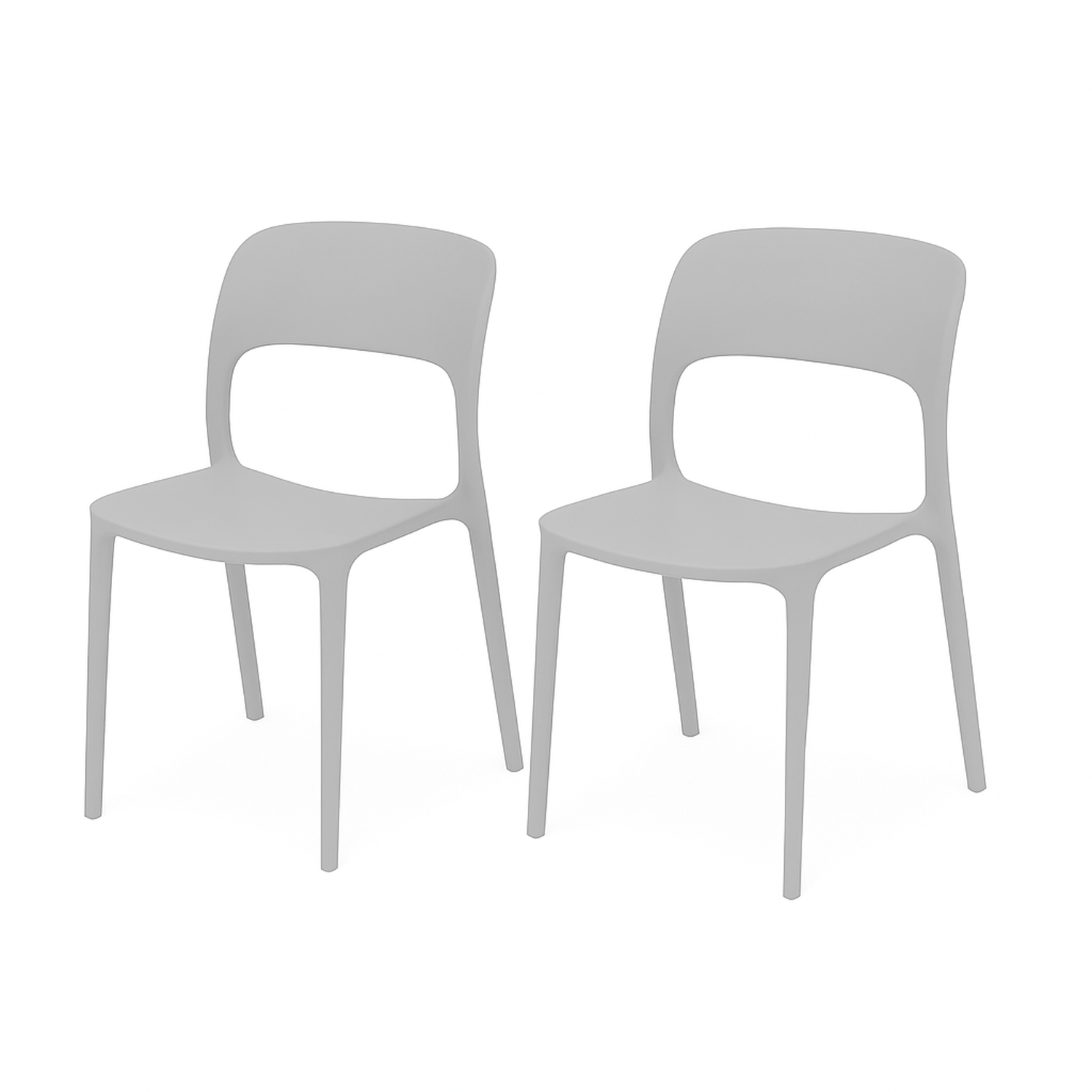 SET 2 Sillas Plástico Apilable Deco Nuremberg Blanca 57x41x82,5cm-0