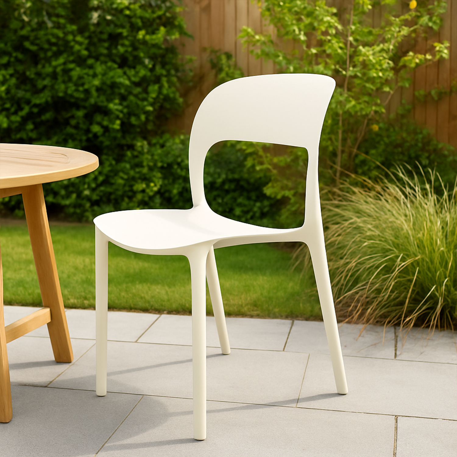 SET 2 Sillas Plástico Apilable Deco Nuremberg Blanca 57x41x82,5cm-1