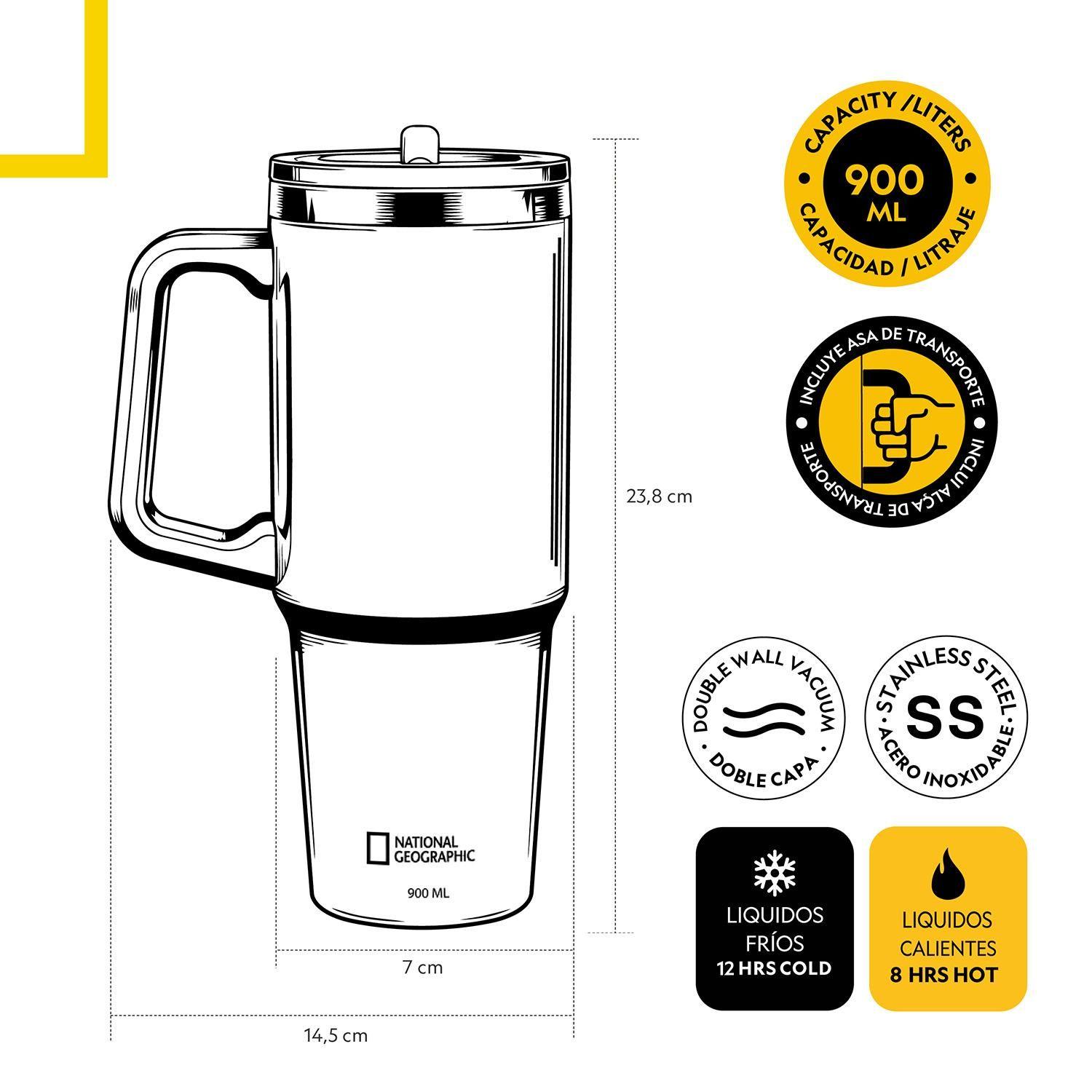 Botella Vaso Termico Mango 900ml Verde National Geographic-2