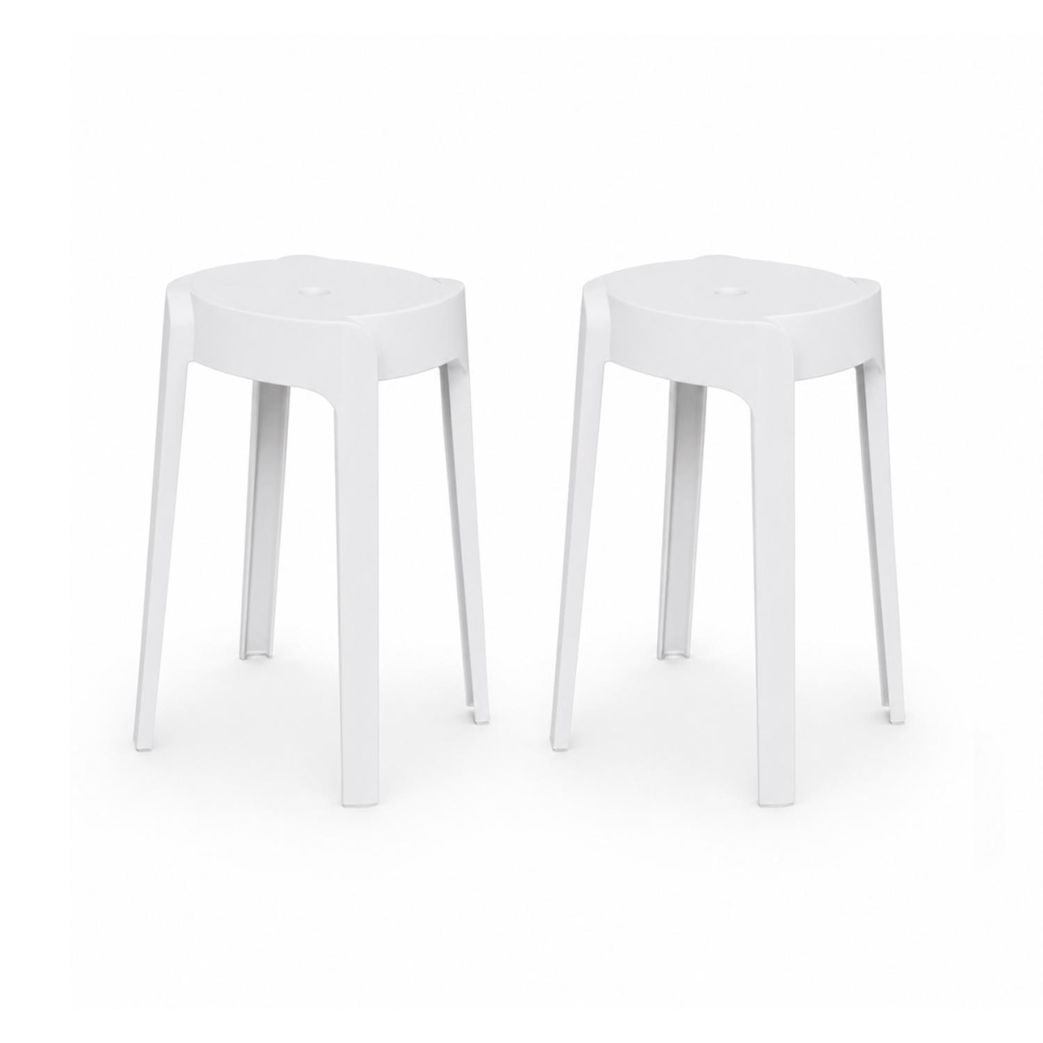 SET 2 Pisos Banco Apilable Deco Valencia Blanco Escandinavia 45 cm-0