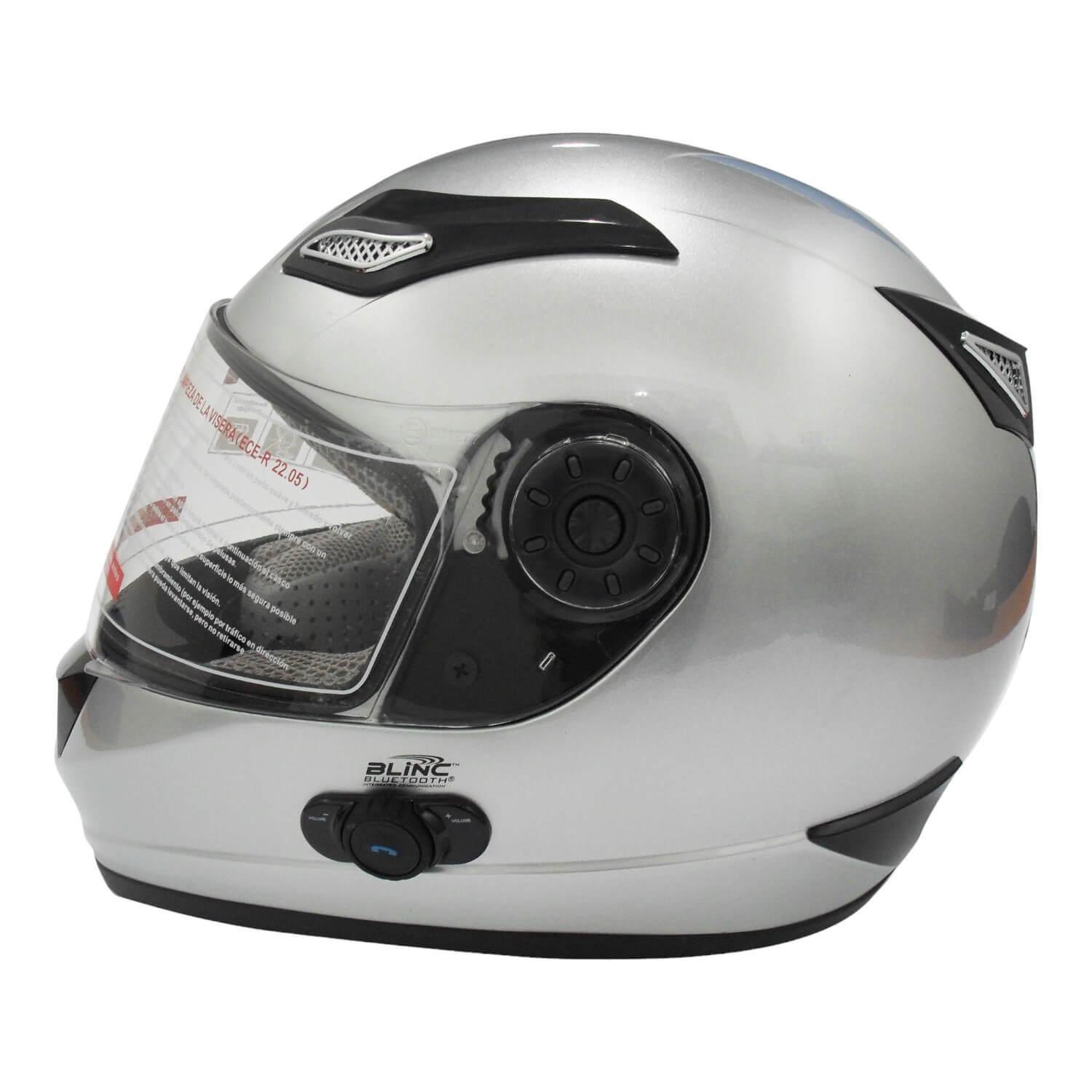Casco Full Face Bx107 Bluetooht Talla M Color Silver Certificado ECE Bex-2