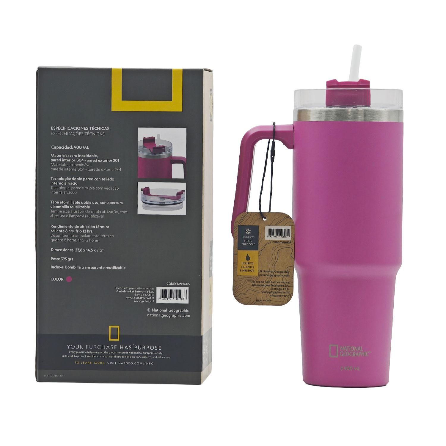 Botella Vaso Termico Mango 900ML Fucsia National Geographic-5