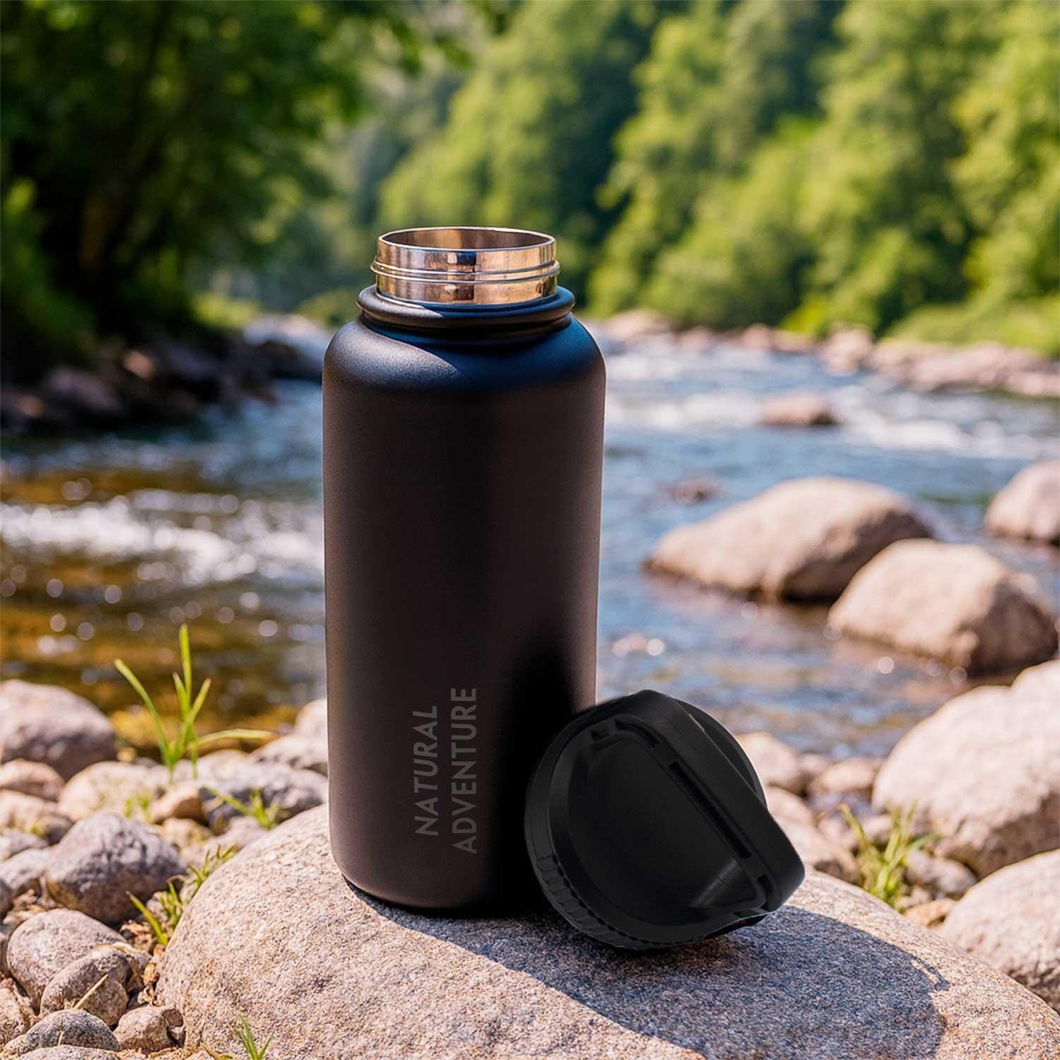 Botella Metálica Térmica Boca Ancha 960ml Negro-5