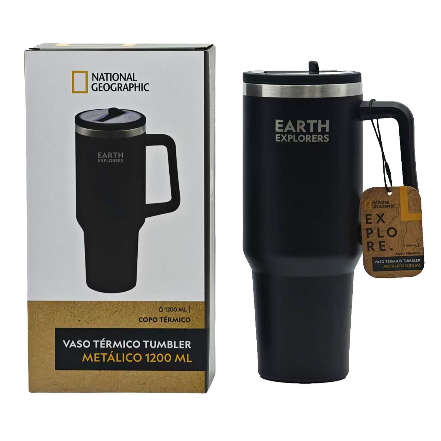 Botella Vaso Termico Mango 1,2Lt Negro National Geographic-5