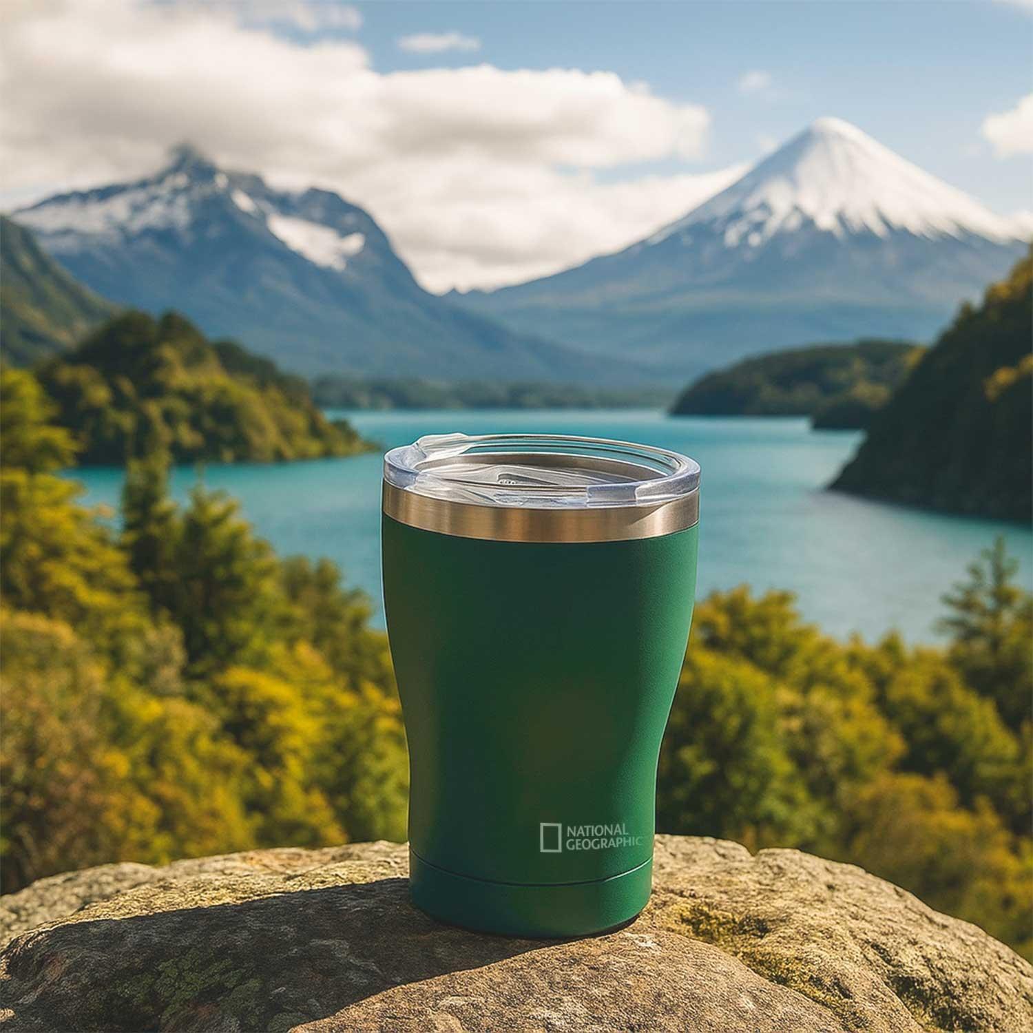 Mug Acero Inoxidable Tapa Transparente Rosca 350ml Verde-4