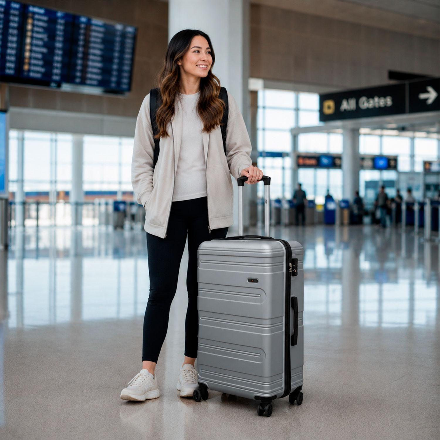 Maleta Northpak Rigida Resistente Ultraliviana 28" 89L Plata-2