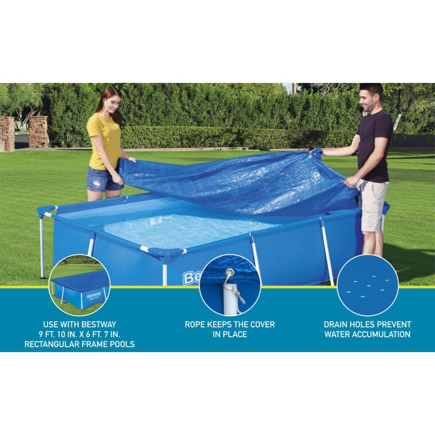 Lona Cobertor de Piscina Rectangular 3.00m x 2.01m Bestway-3
