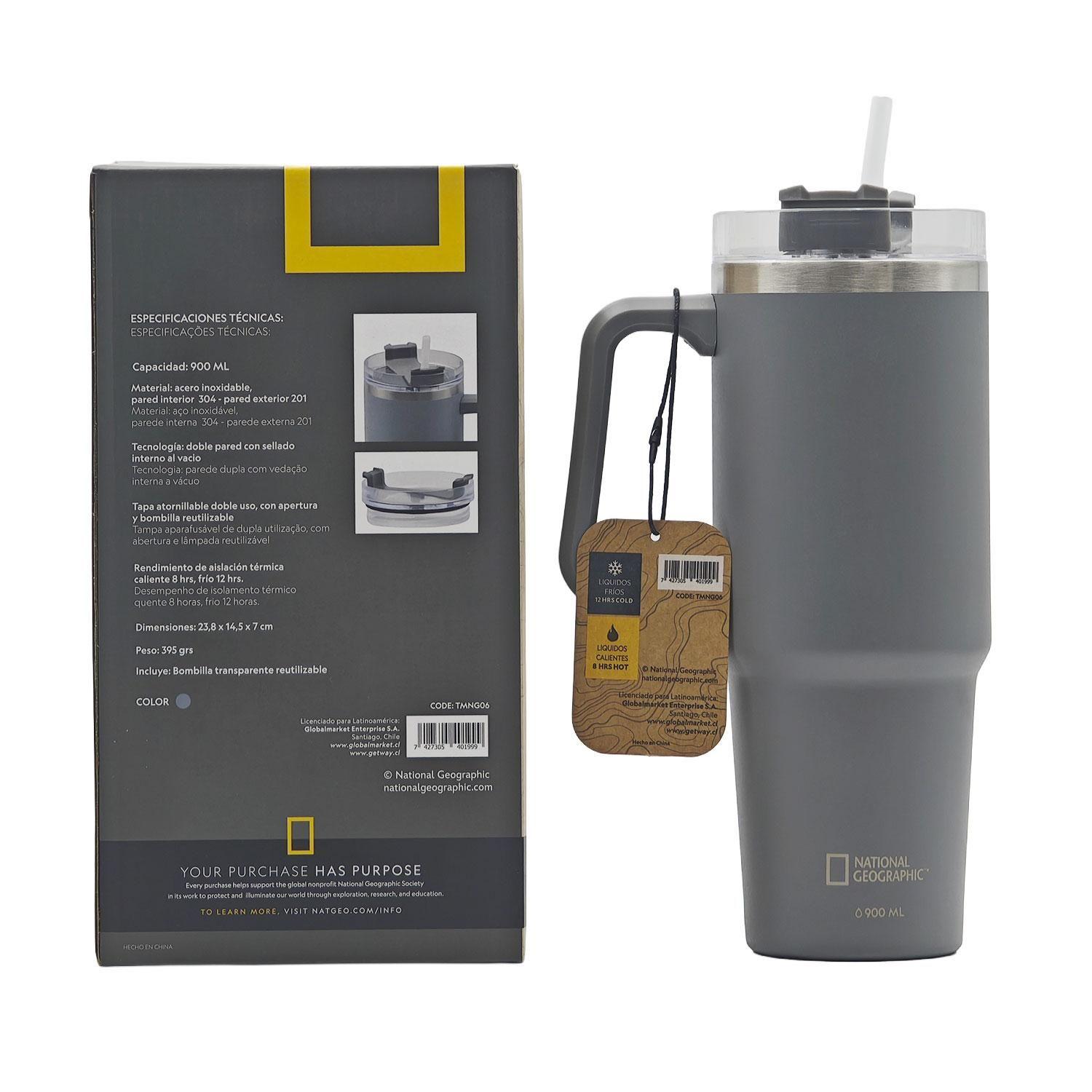 Botella Vaso Termico Mango 900ML Gris National Geographic-5