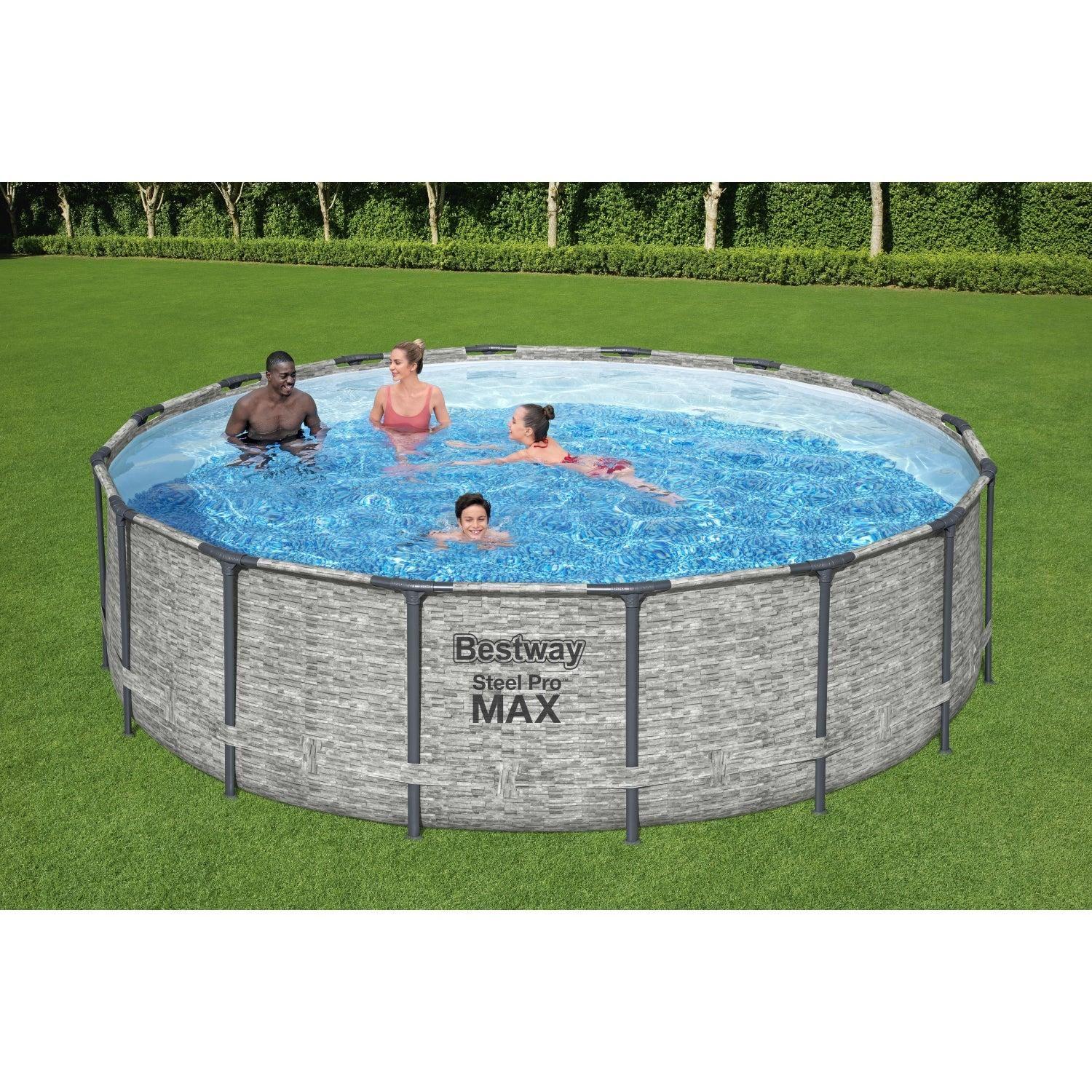 Piscina Bestway Redonda SteelPro Max Gris Piedra 4.88MX1.22M-7