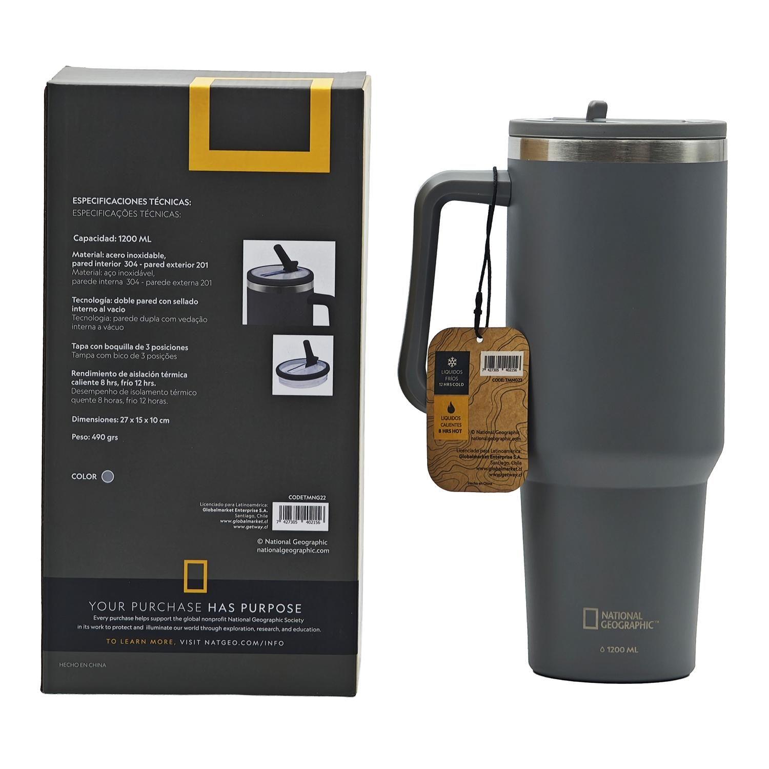 Botella Vaso Termico Mango 1,2Lt Gris National Geographic-4