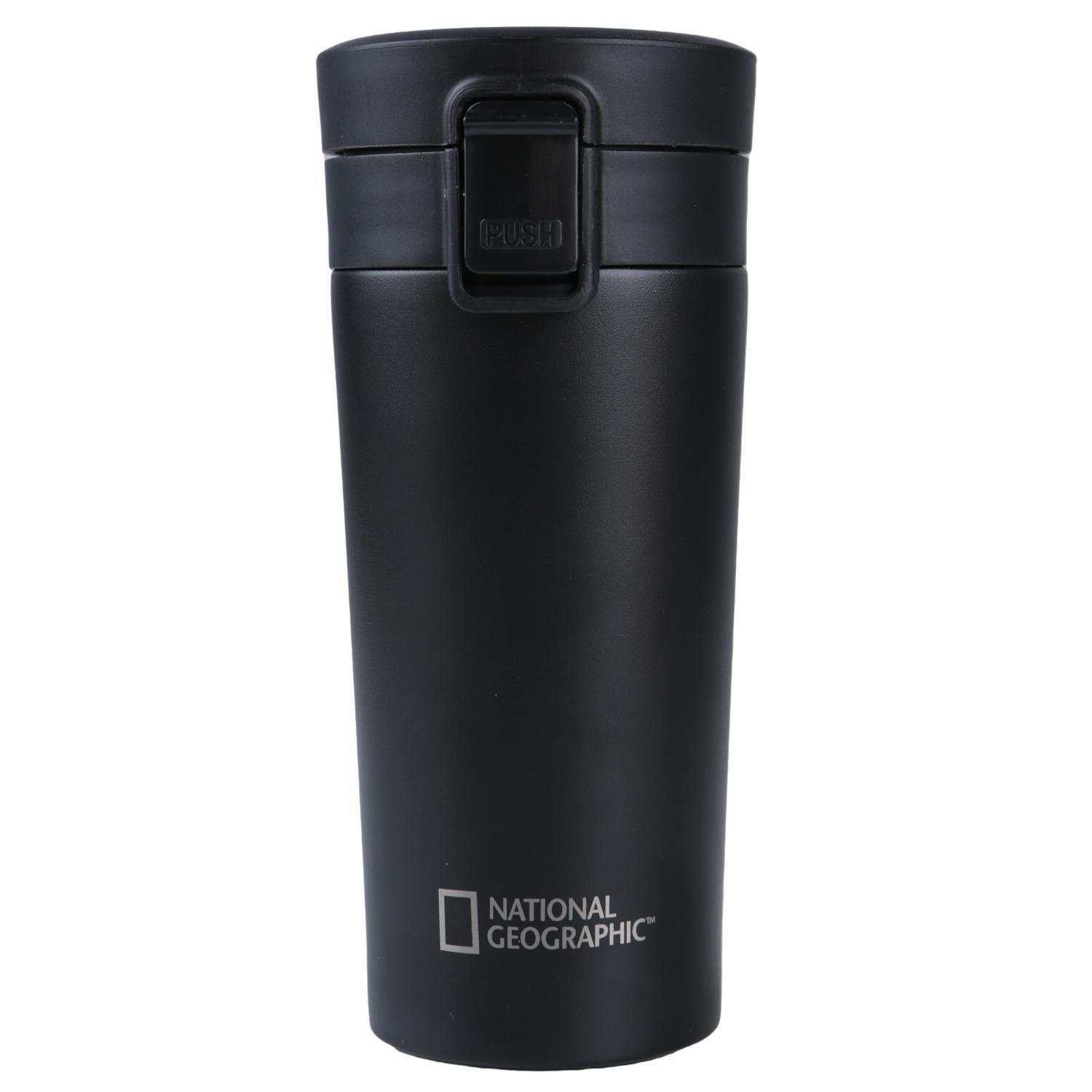 Mug Acero Inoxidable Tapa Con Pulsador y Antideslizante 380ml Negro-2