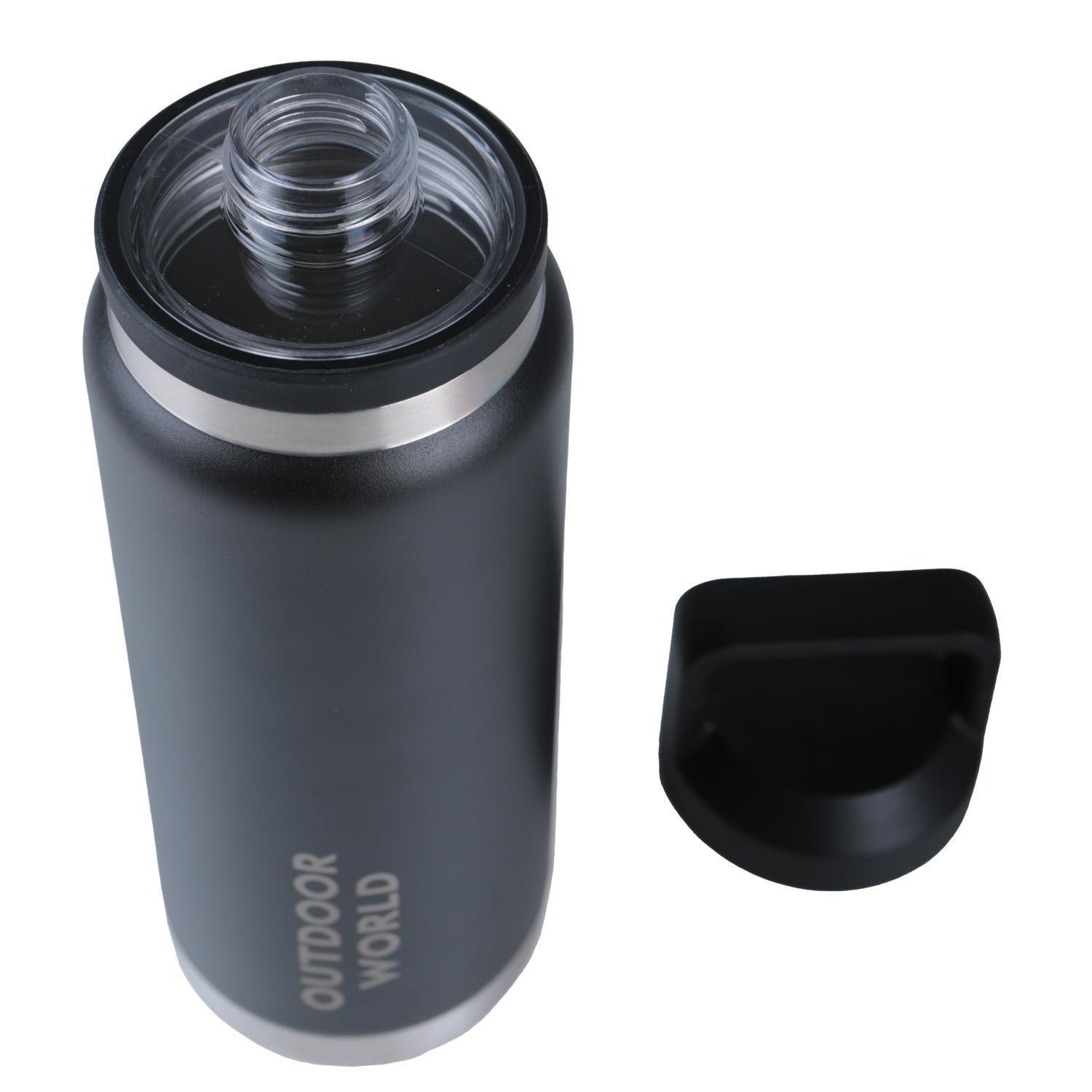 Botella Metálica Térmica Doble Boca Ajustable Angosta y Ancha 800ml Negro-2