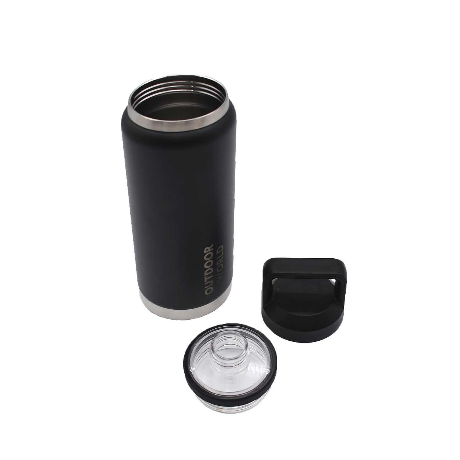 Botella Metálica Térmica Doble Boca Ajustable Angosta y Ancha 800ml Negro-3