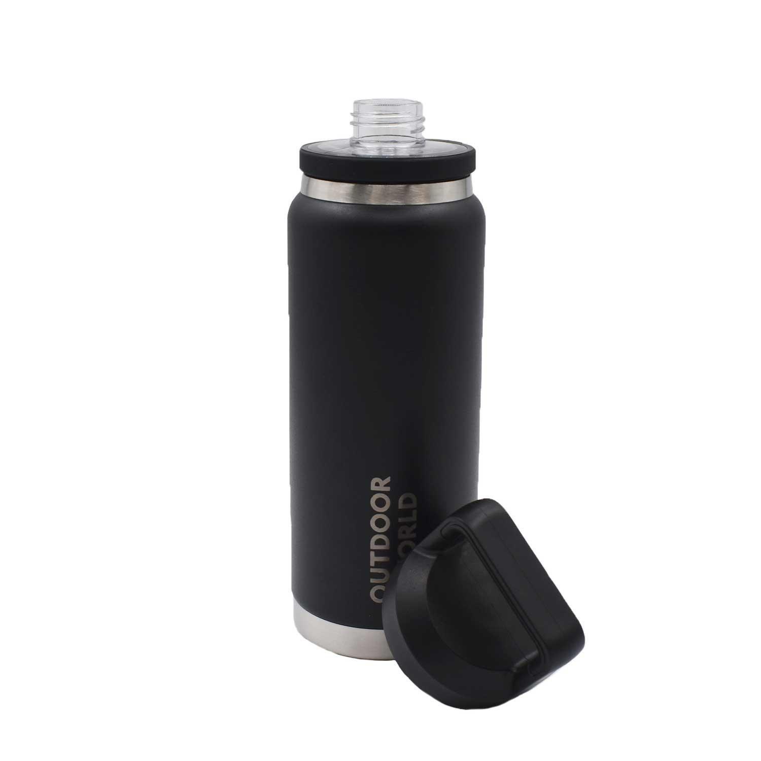 Botella Metálica Térmica Doble Boca Ajustable Angosta y Ancha 800ml Negro-2