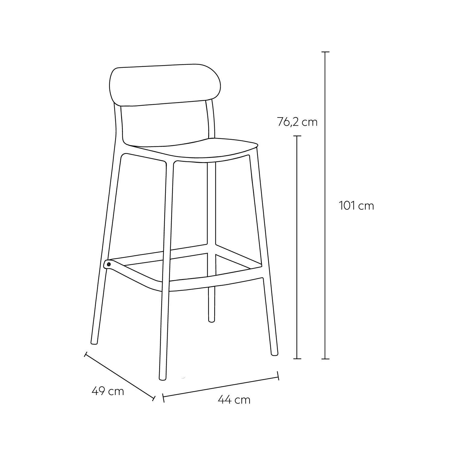 Piso Taburete Silla alta bar cocina Nils 75cm Gris Oscuro-2