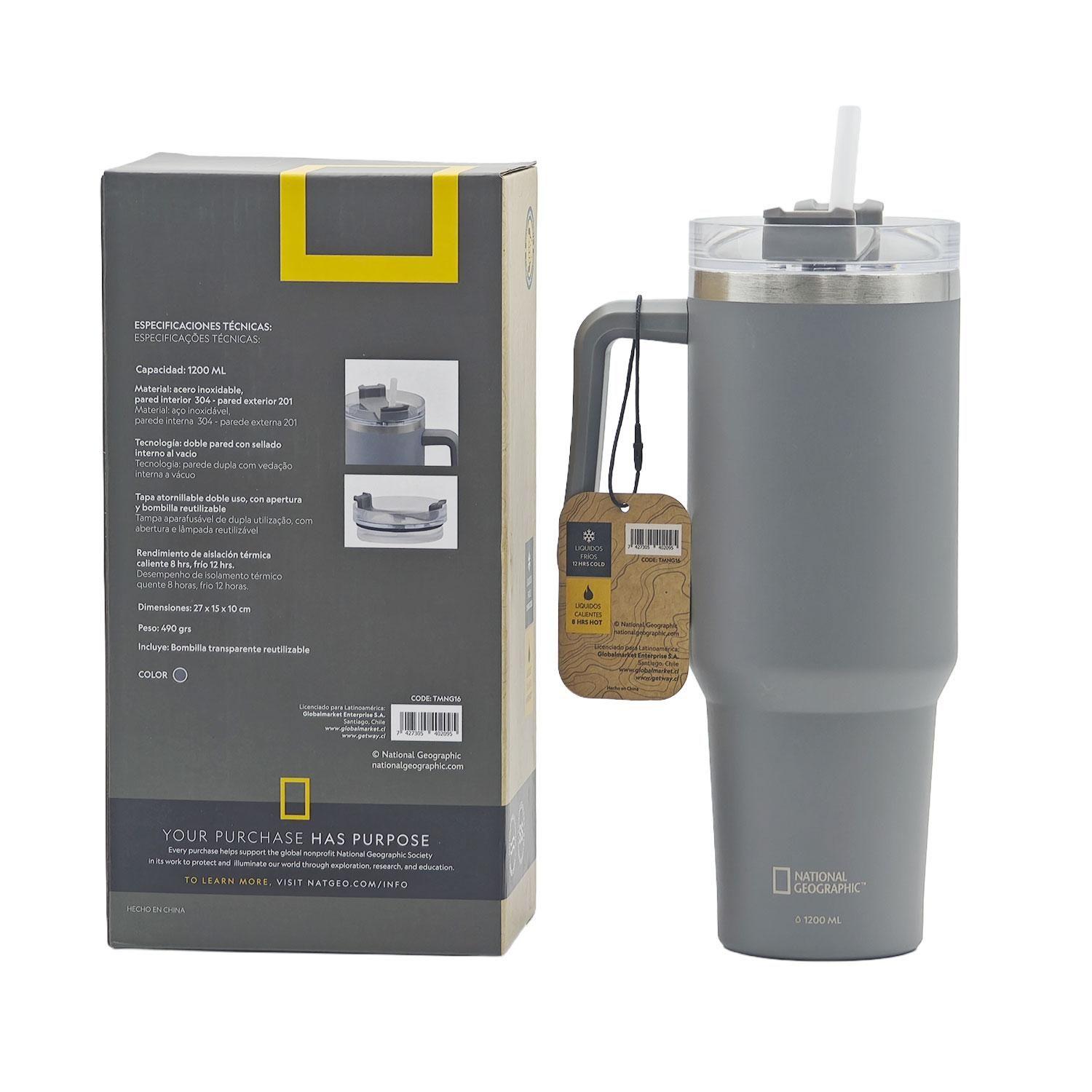 Botella Vaso Termico Mango 1,2L Gris National Geographic-5