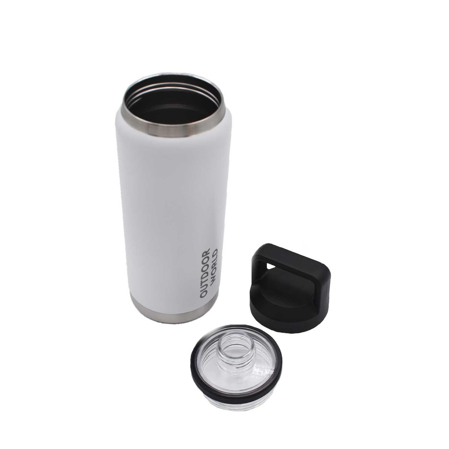 Botella Metálica Térmica Doble Boca Ajustable Angosta y Ancha 800ml Blanco-4