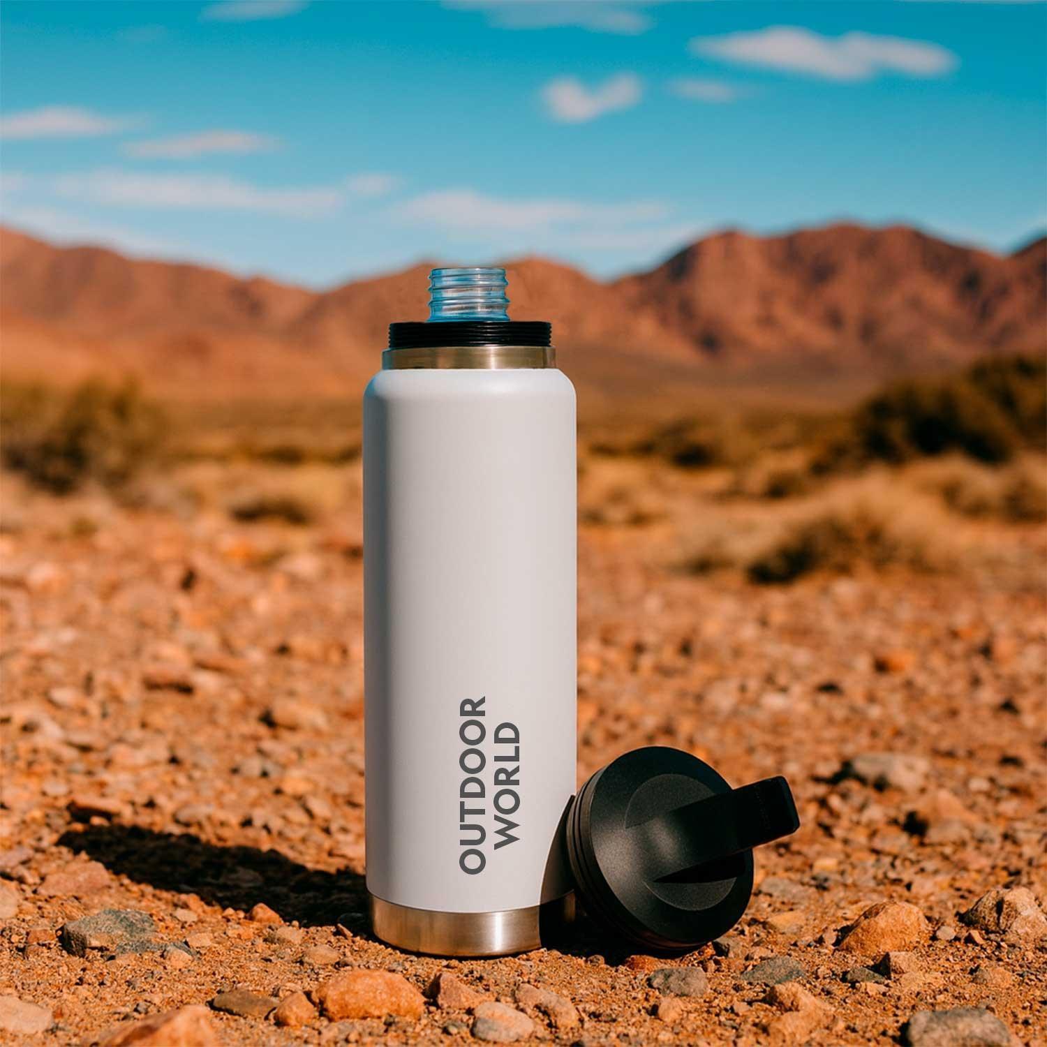 Botella Metálica Térmica Doble Boca Ajustable Angosta y Ancha 800ml Blanco-6