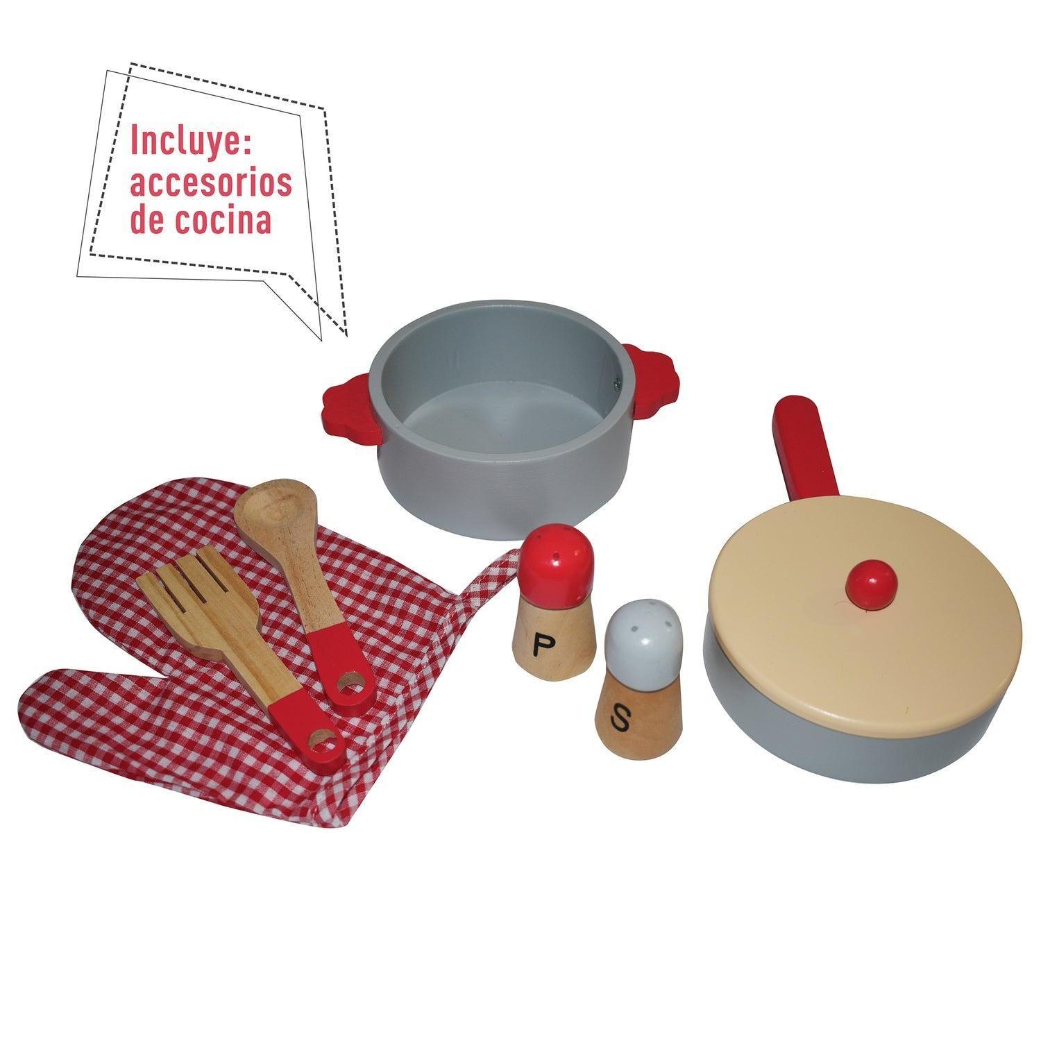 Cocina De Madera Roja + Accesorios 54X30X90 Cms Gamepower-3