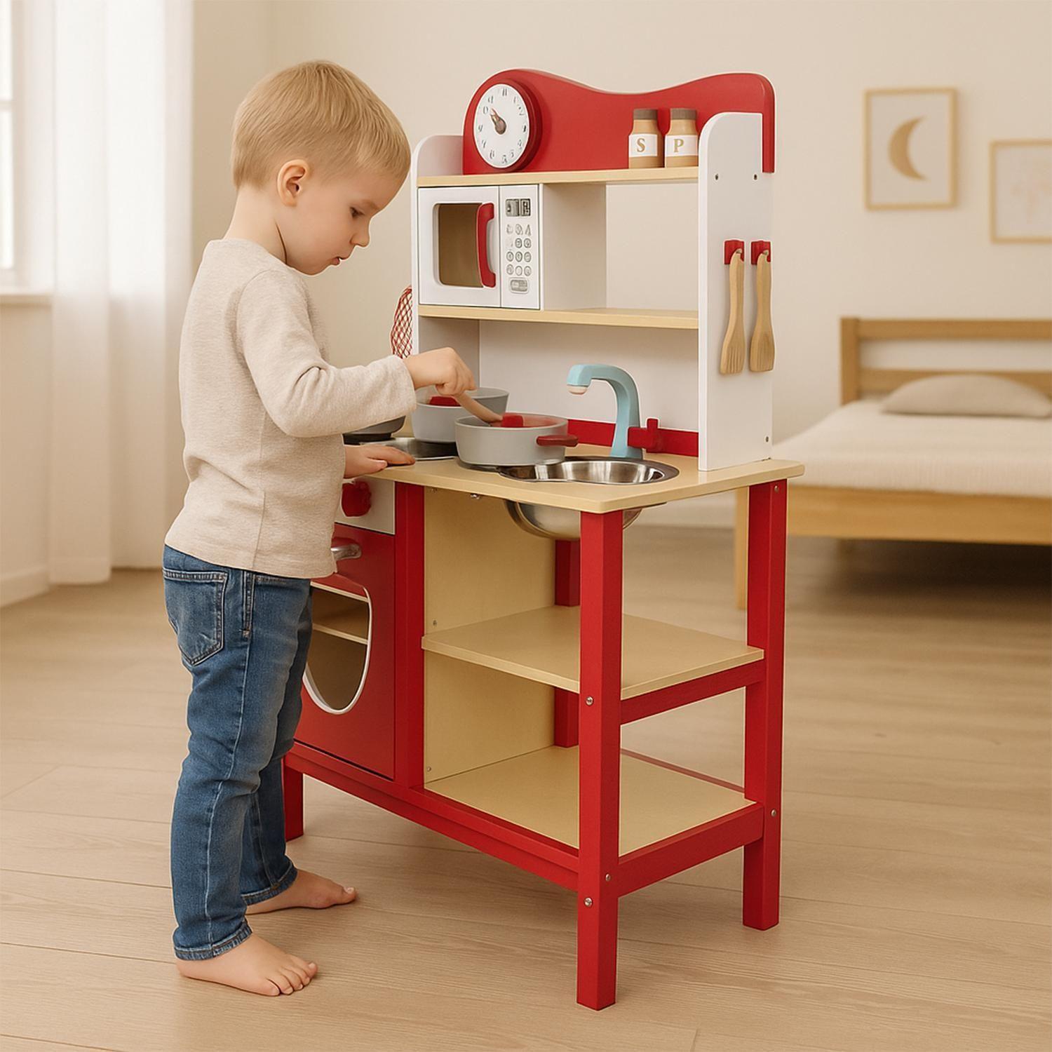 Cocina De Madera Roja + Accesorios 54X30X90 Cms Gamepower-1