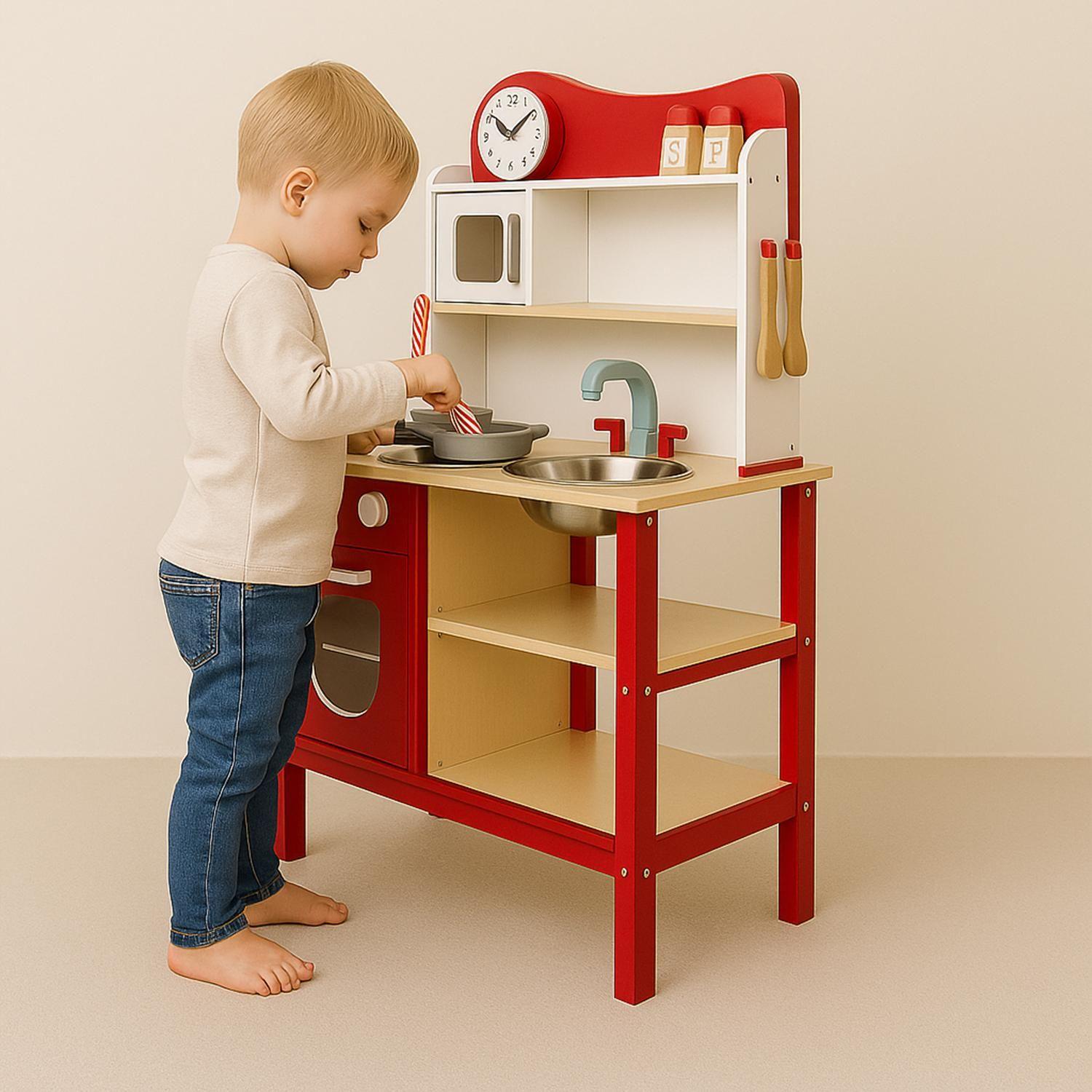 Cocina De Madera Roja + Accesorios 54X30X90 Cms Gamepower-7