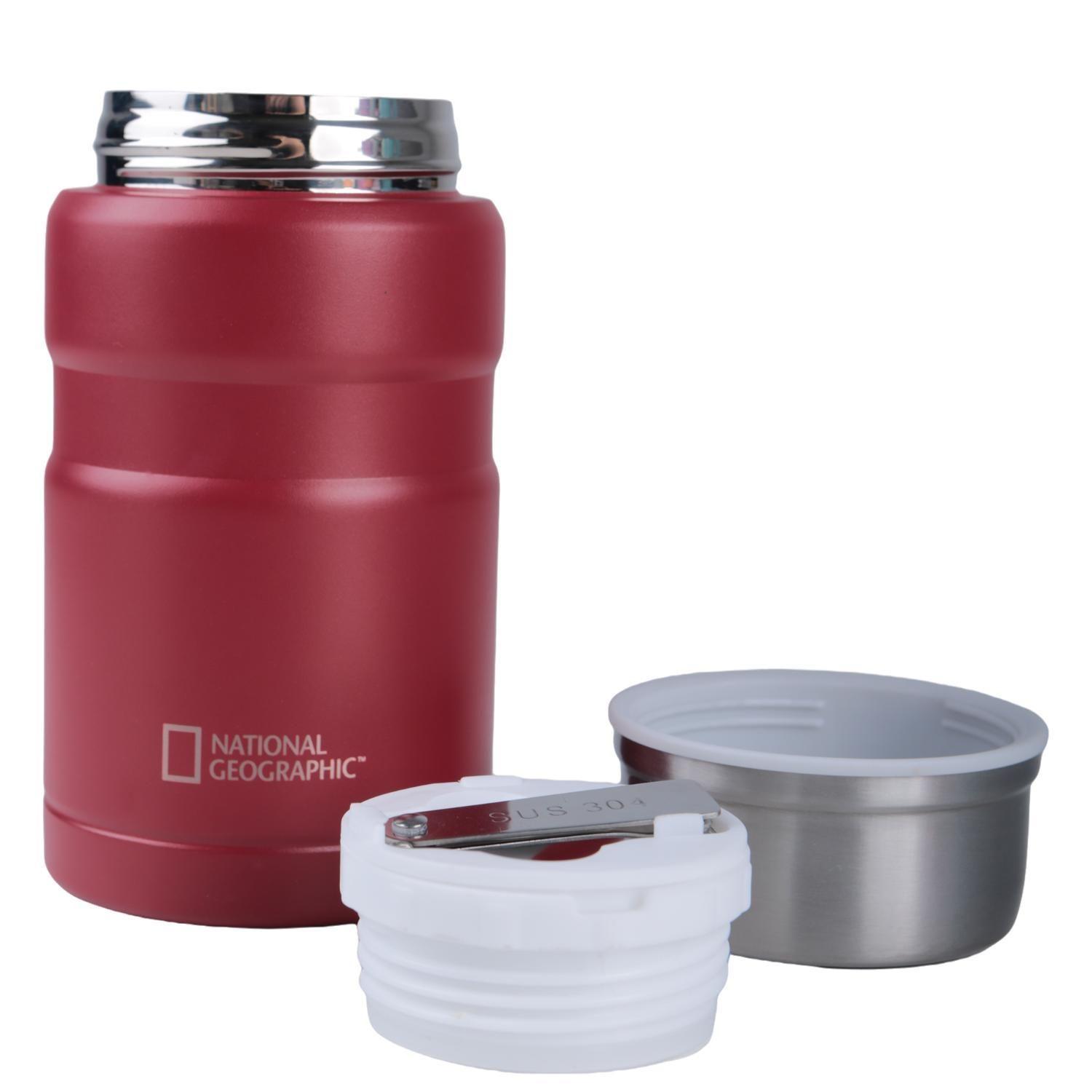 Termo Comida Acero Inoxidable 750ml con cubiertos Rojo-2