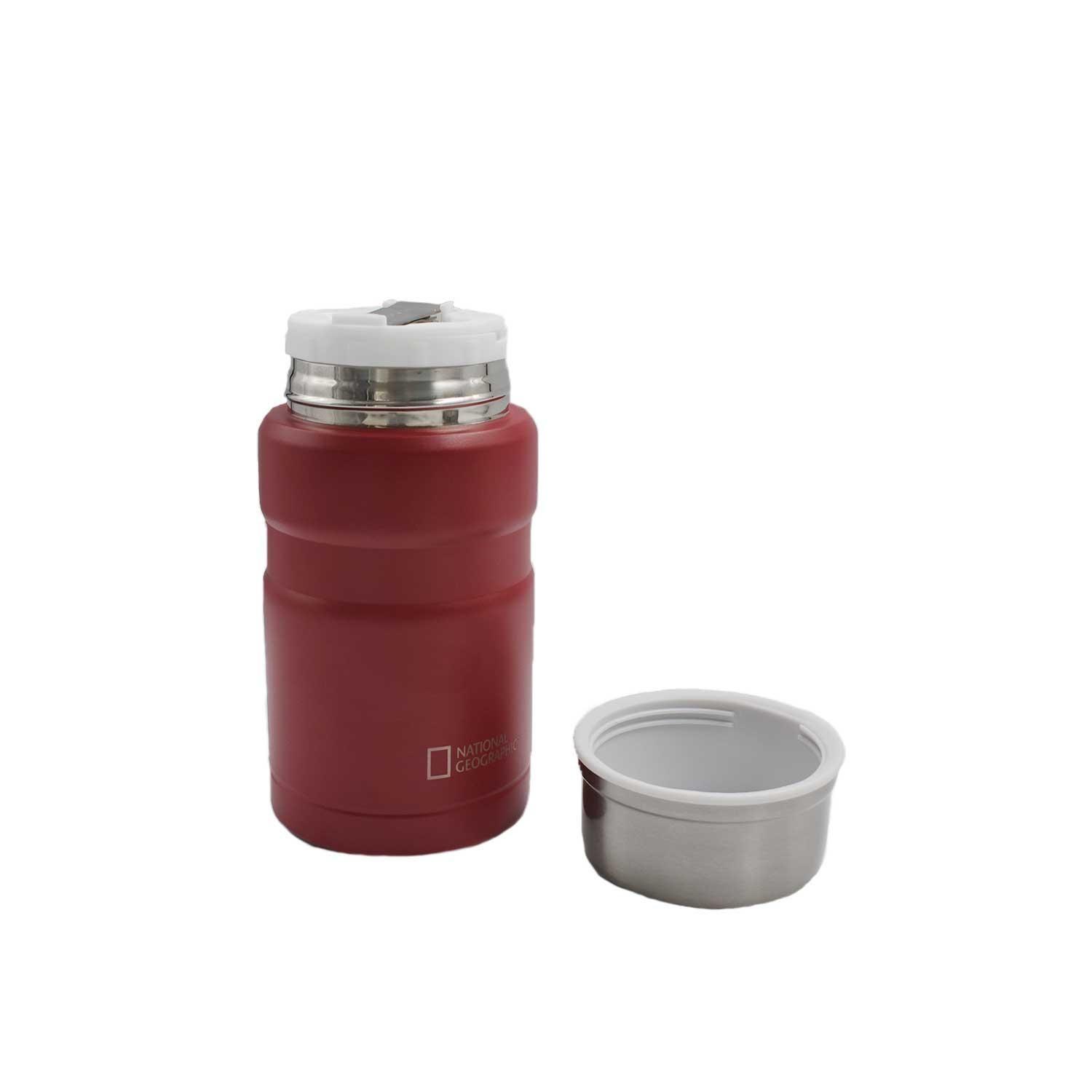 Termo Comida Acero Inoxidable 750ml con cubiertos Rojo-3