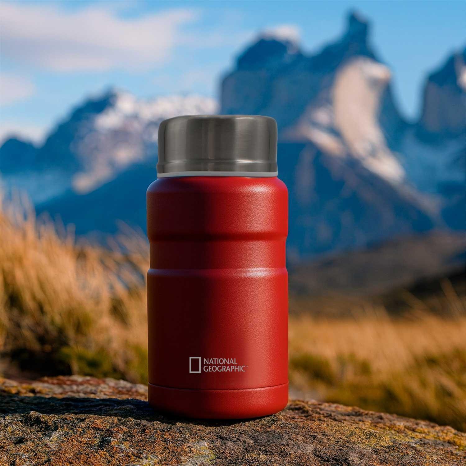 Termo Comida Acero Inoxidable 750ml con cubiertos Rojo-5