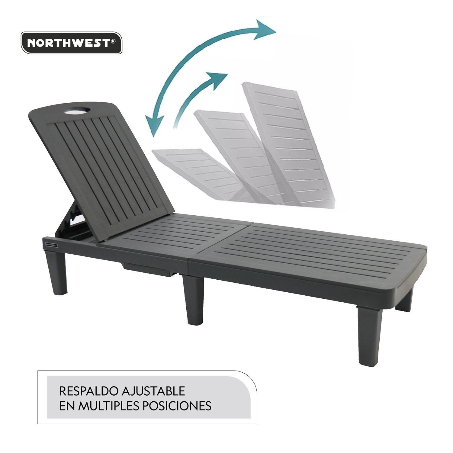 Reposera Piscina Playa Terraza Amalfi Gris con mesa Northwest-6