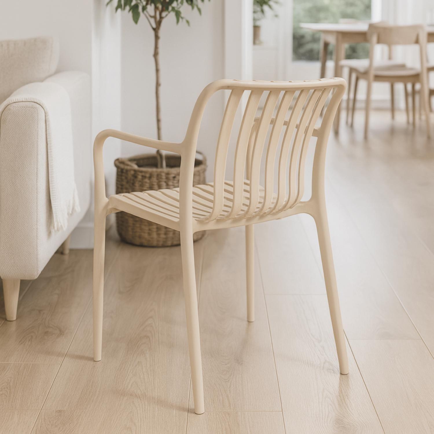 Silla Plástico Apilable Deco Bonn Beige Escandinavia-3