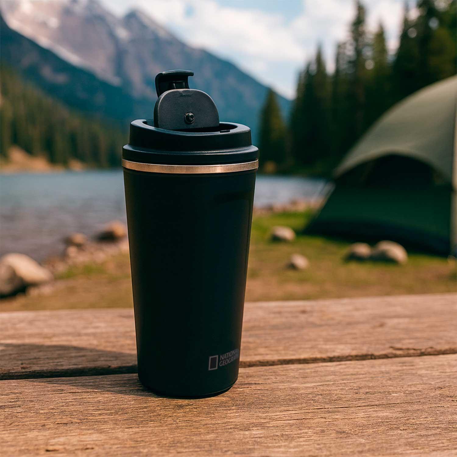 Mug Acero Inoxidable Tapa Flip Antideslizante 510ml Negro-4