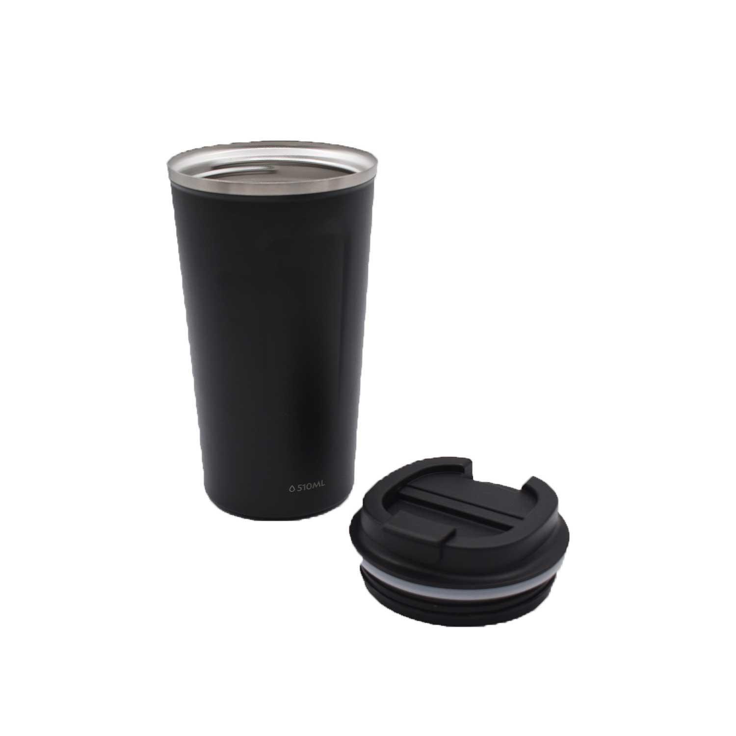 Mug Acero Inoxidable Tapa Flip Antideslizante 510ml Negro-3