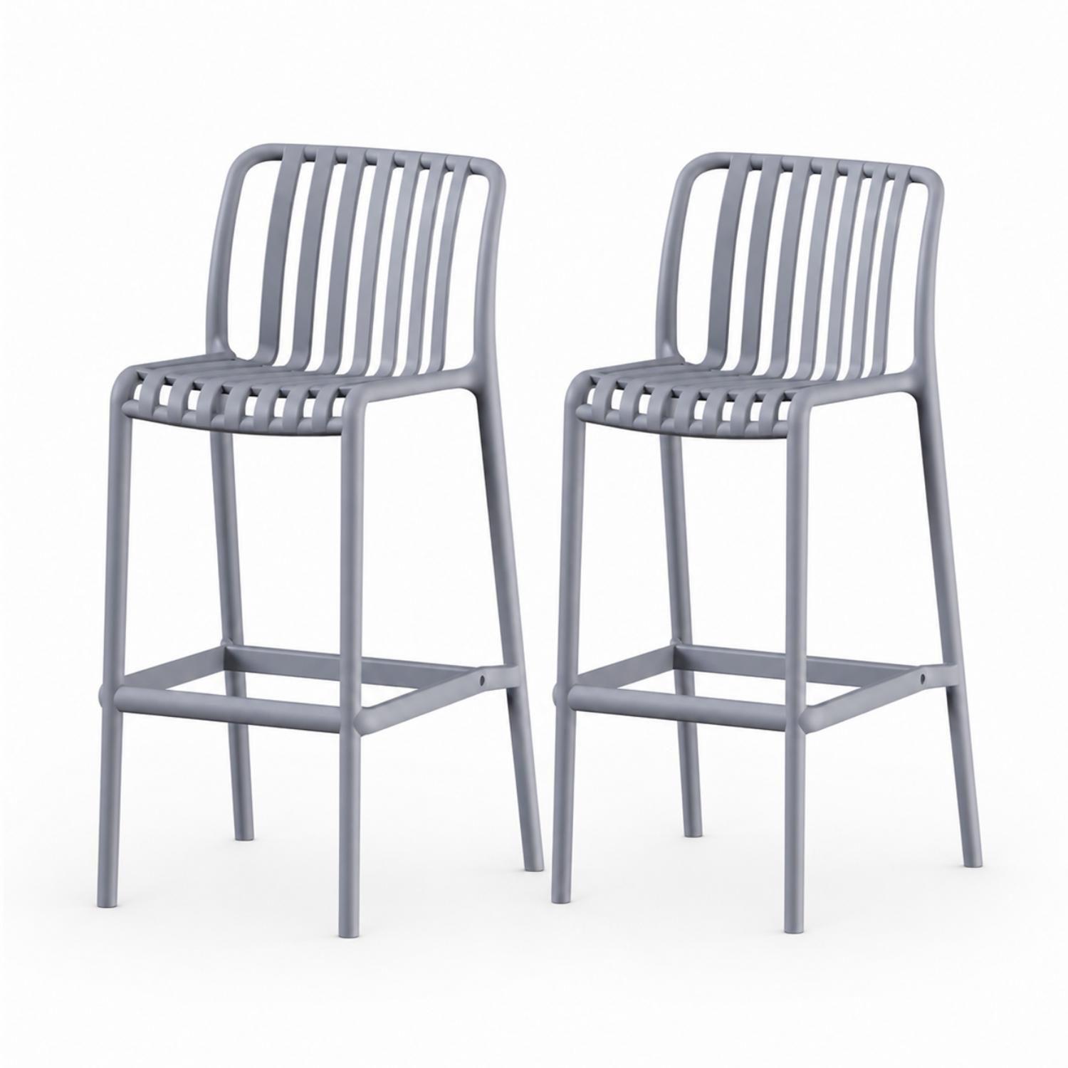 SET 2 Pisos Taburete Silla alta bar cocina Ragnar 75cm Gris Oscuro-0