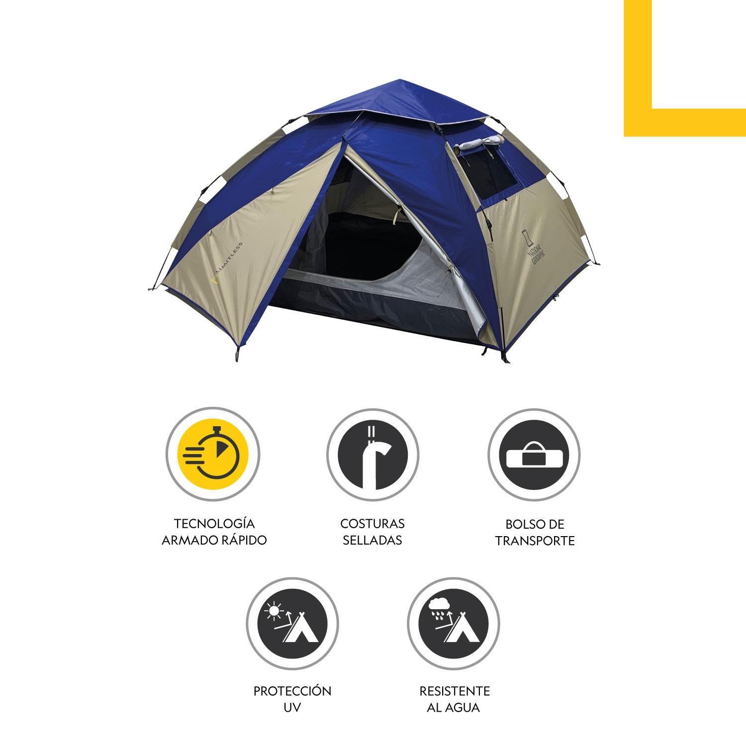 Carpa Camping Automatica 4 Pers. Fiordland Azul Nat Geo-2